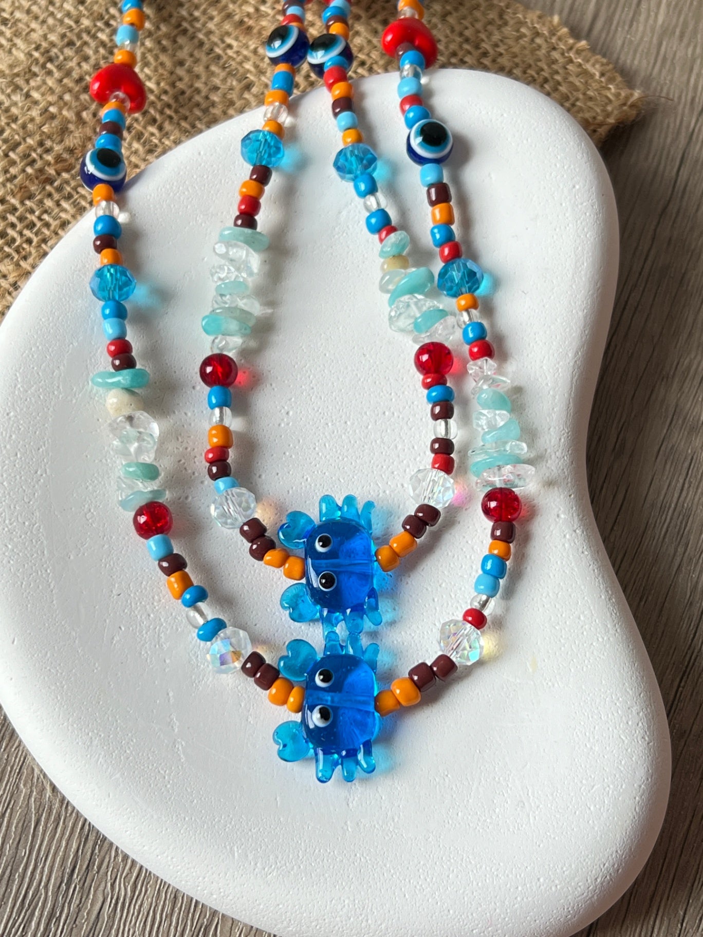 Crab Gemstone Necklace
