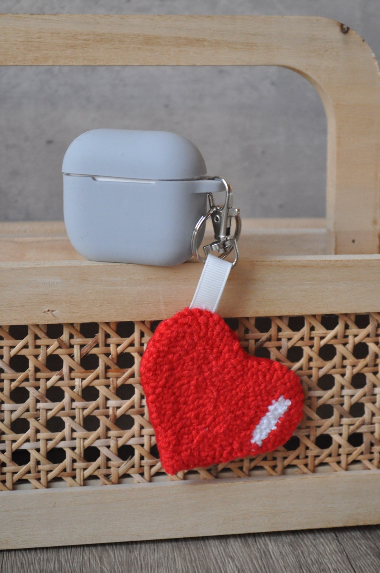Red Heart Tufted Keychain