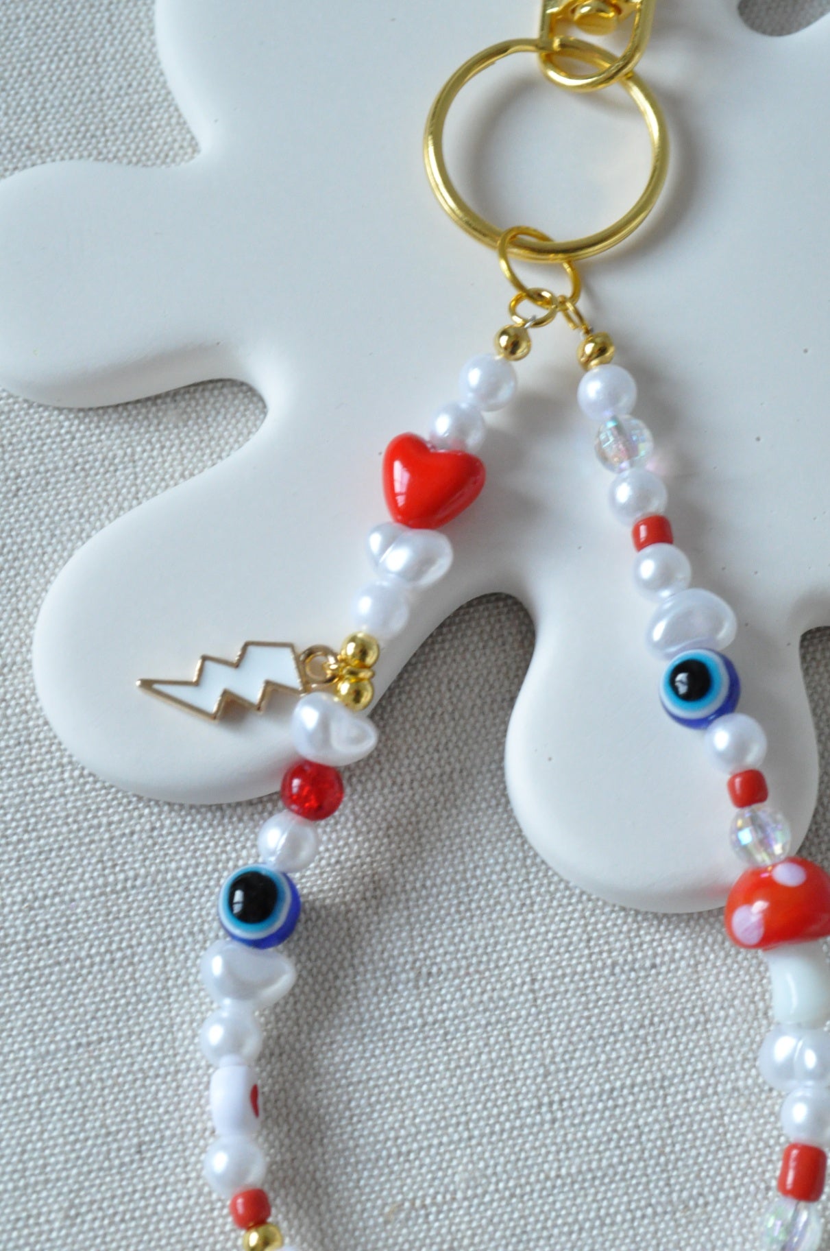 Lampwork Mushroom Keychain