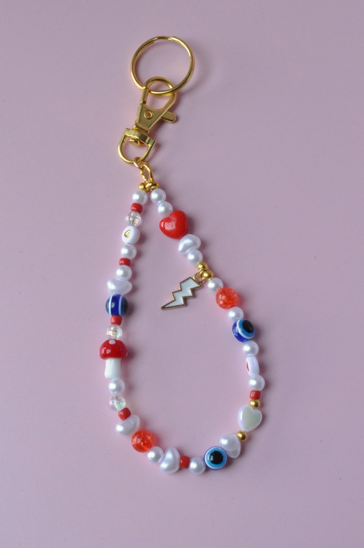 Lampwork Mushroom Keychain