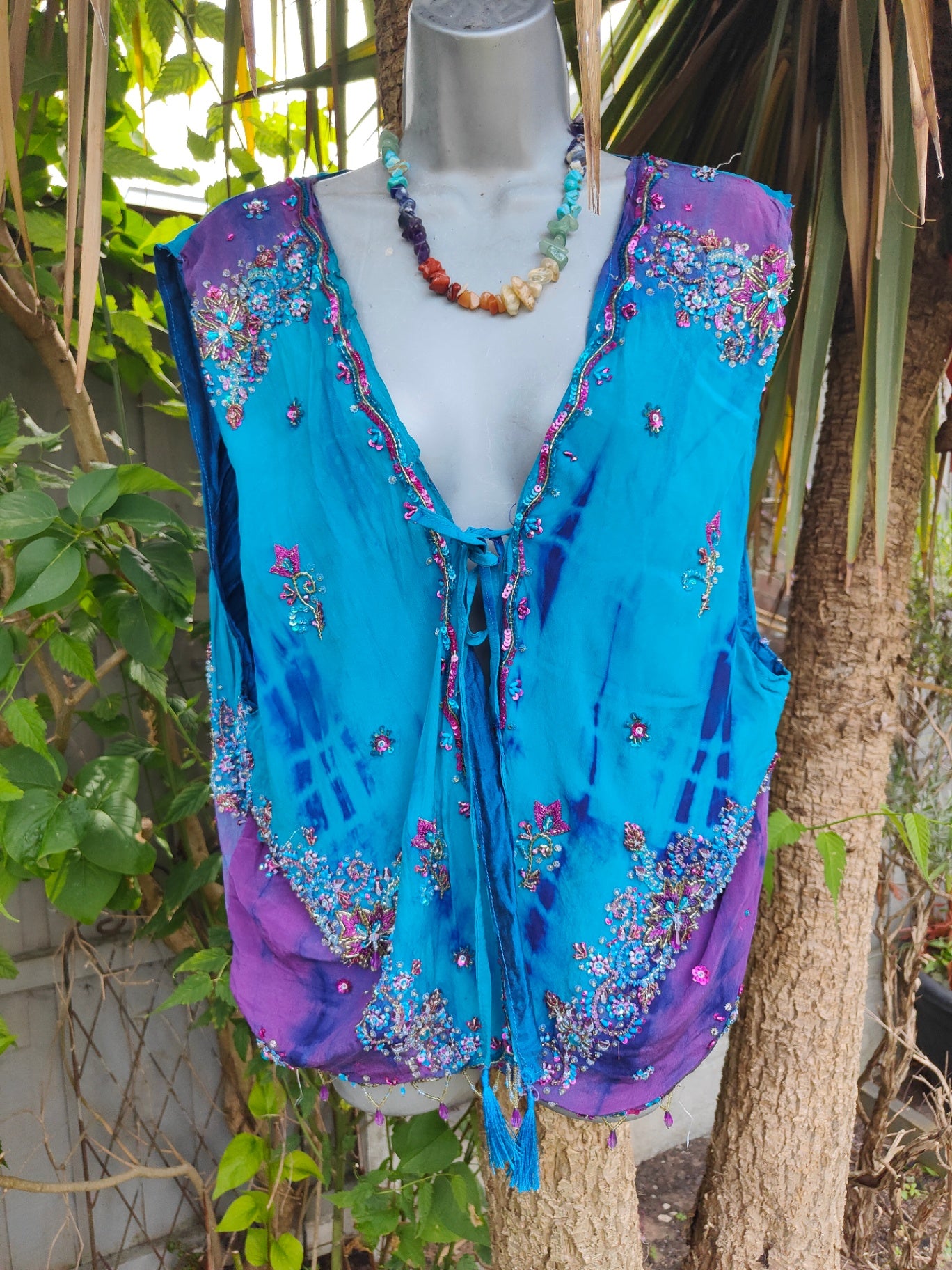 Mykonos jewel sari waistcoat / gilet /oversized
