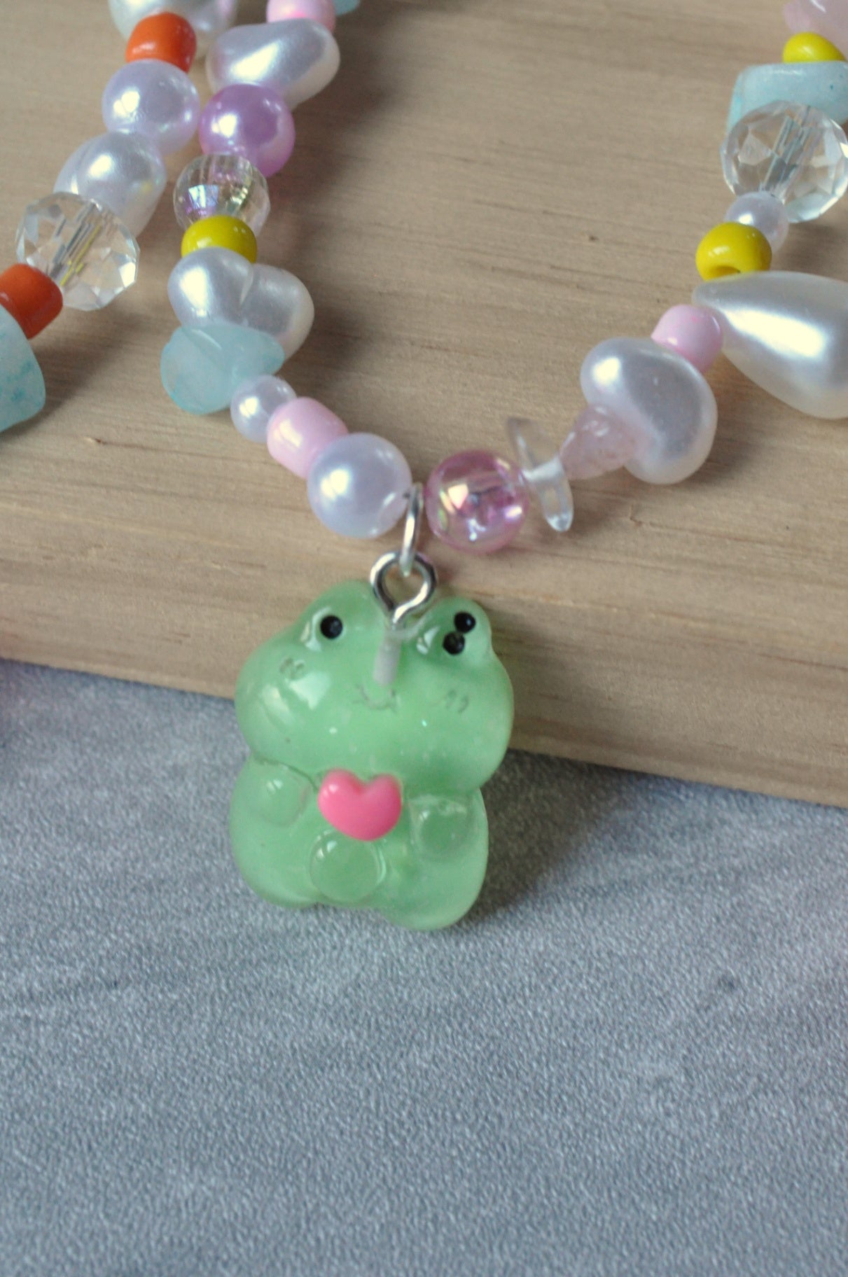 Frog Pendant Gemstone Necklace