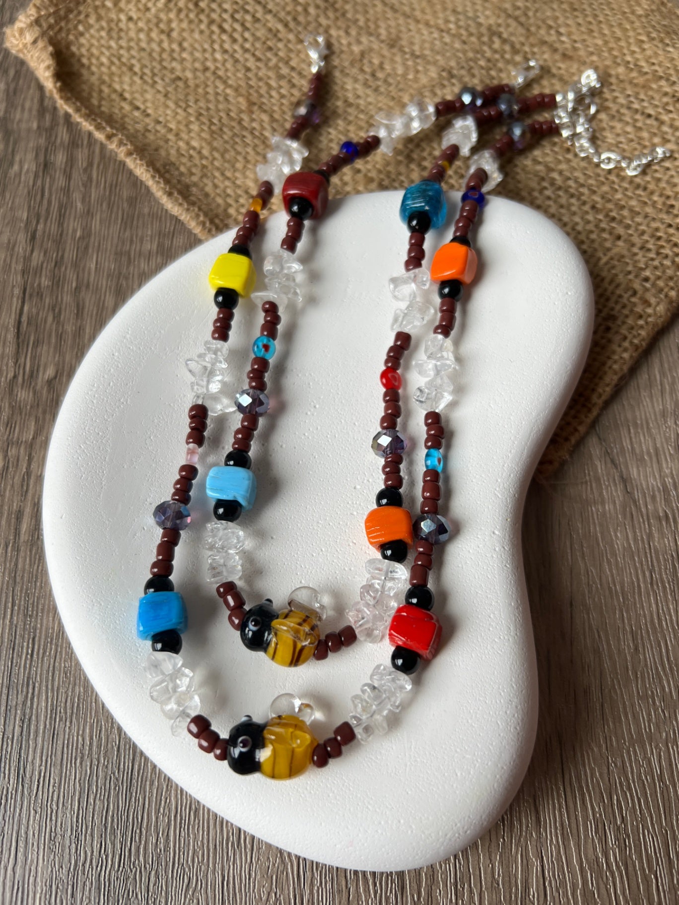 Bee Charm Murano Glass Necklace