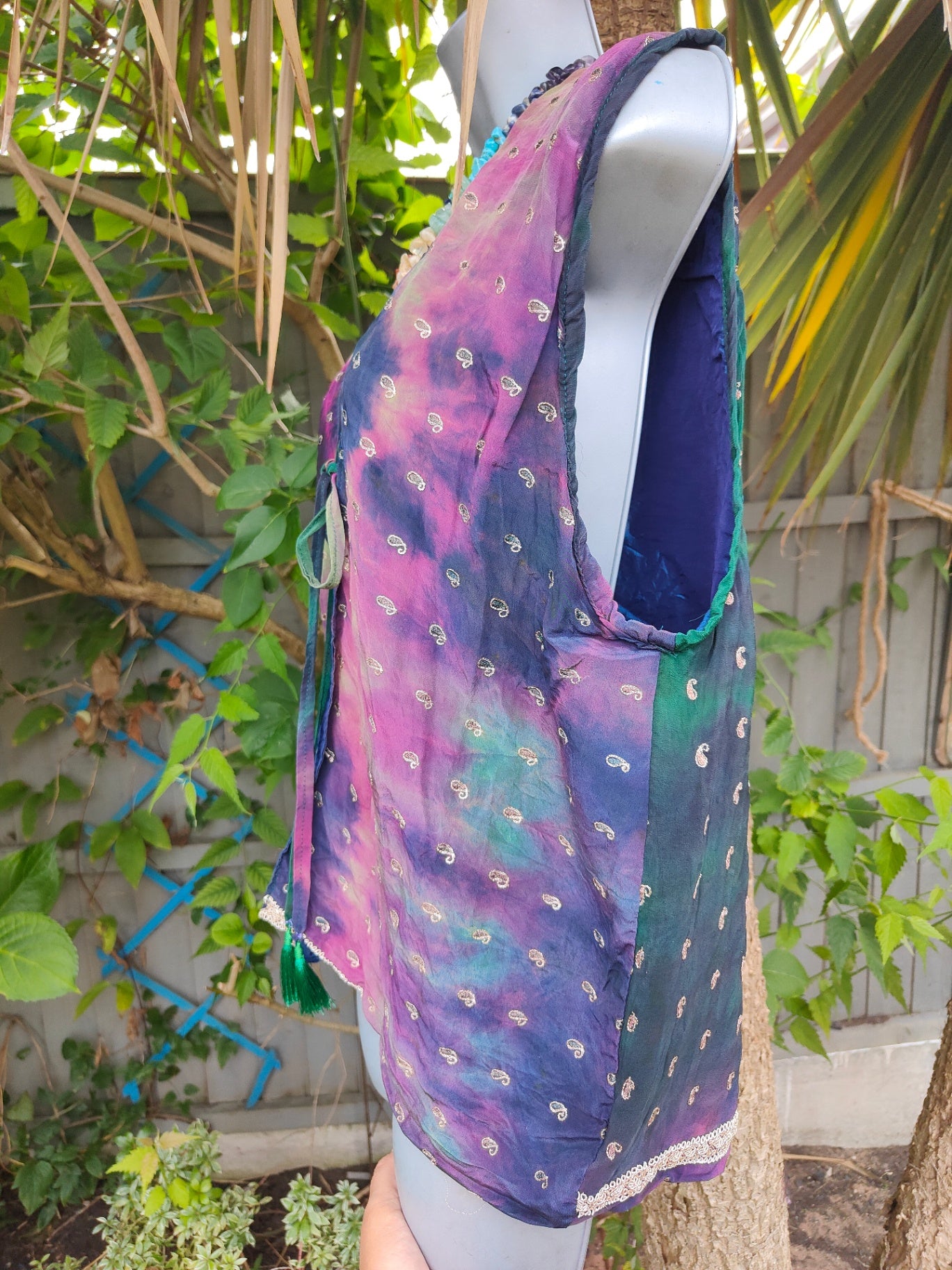 Mykonos jewel sari waistcoat/gilet /oversized