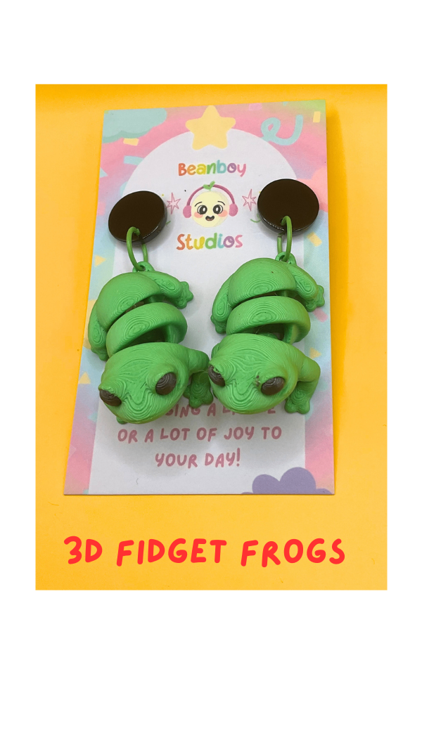 3D Fidget Frog Earrings