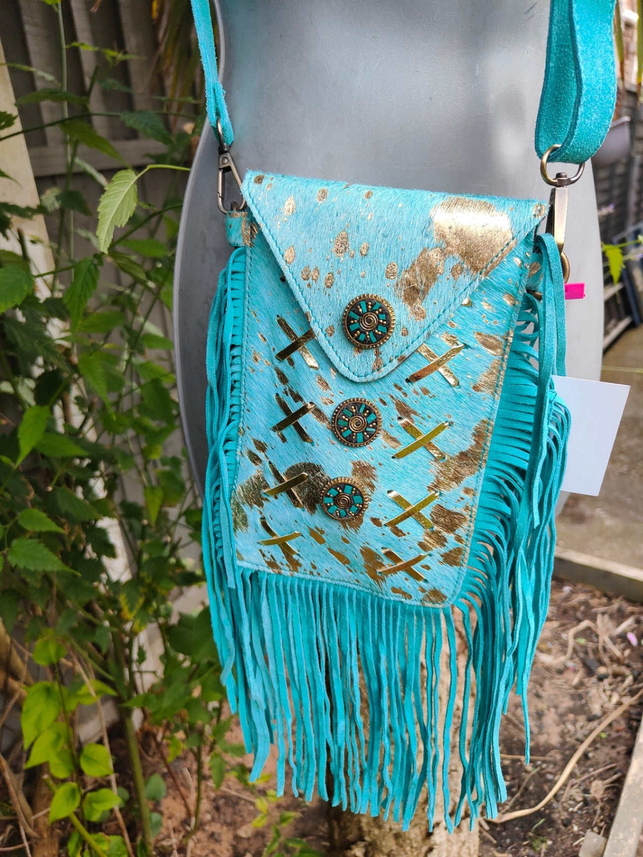 Yellowstone mobile bag- light turquoise / gold