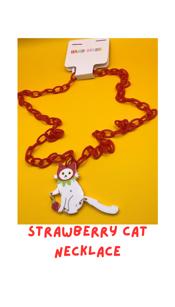 Strawberry Cat Necklace