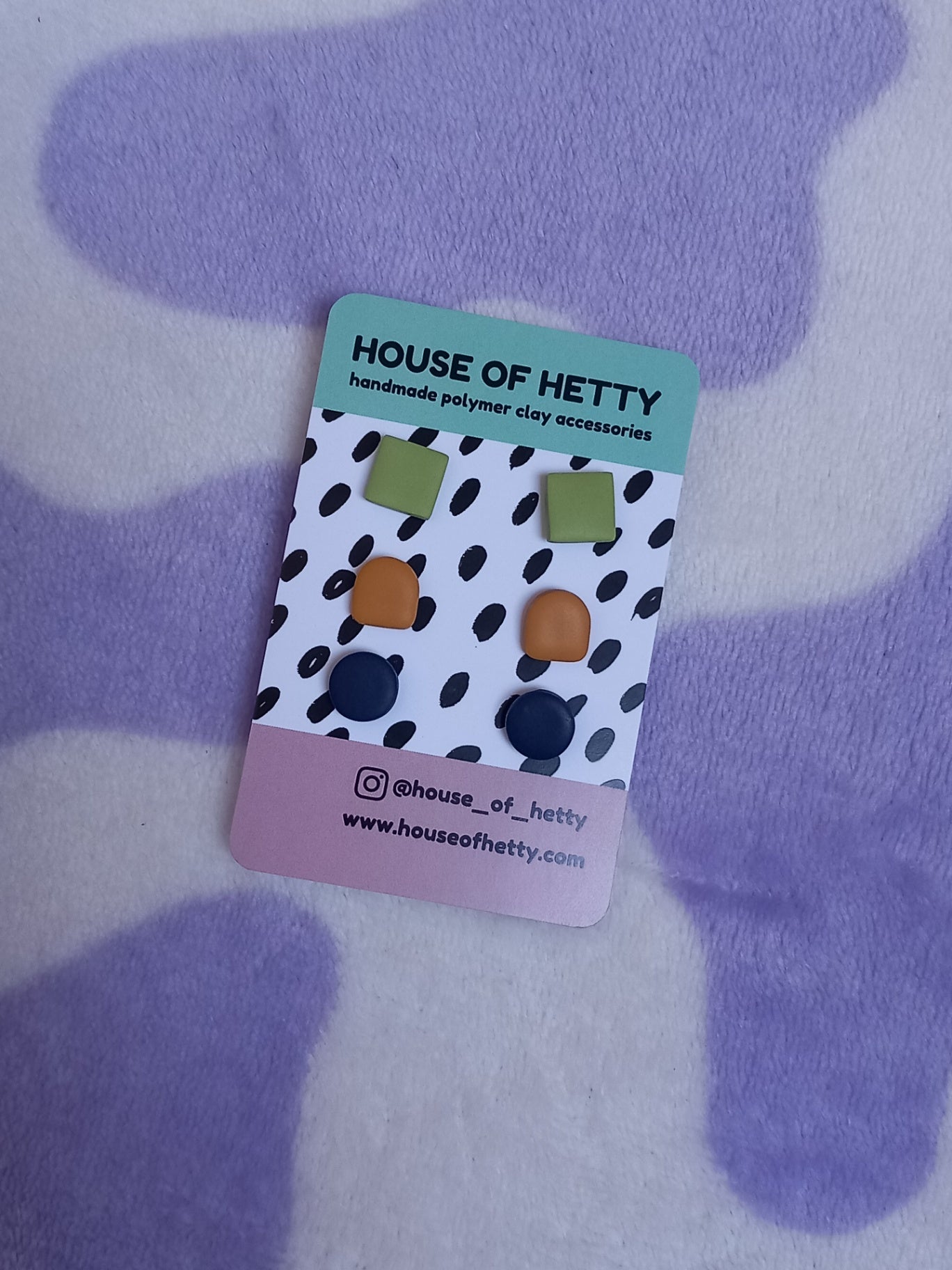 3 pack of small polymer clay stud earrings