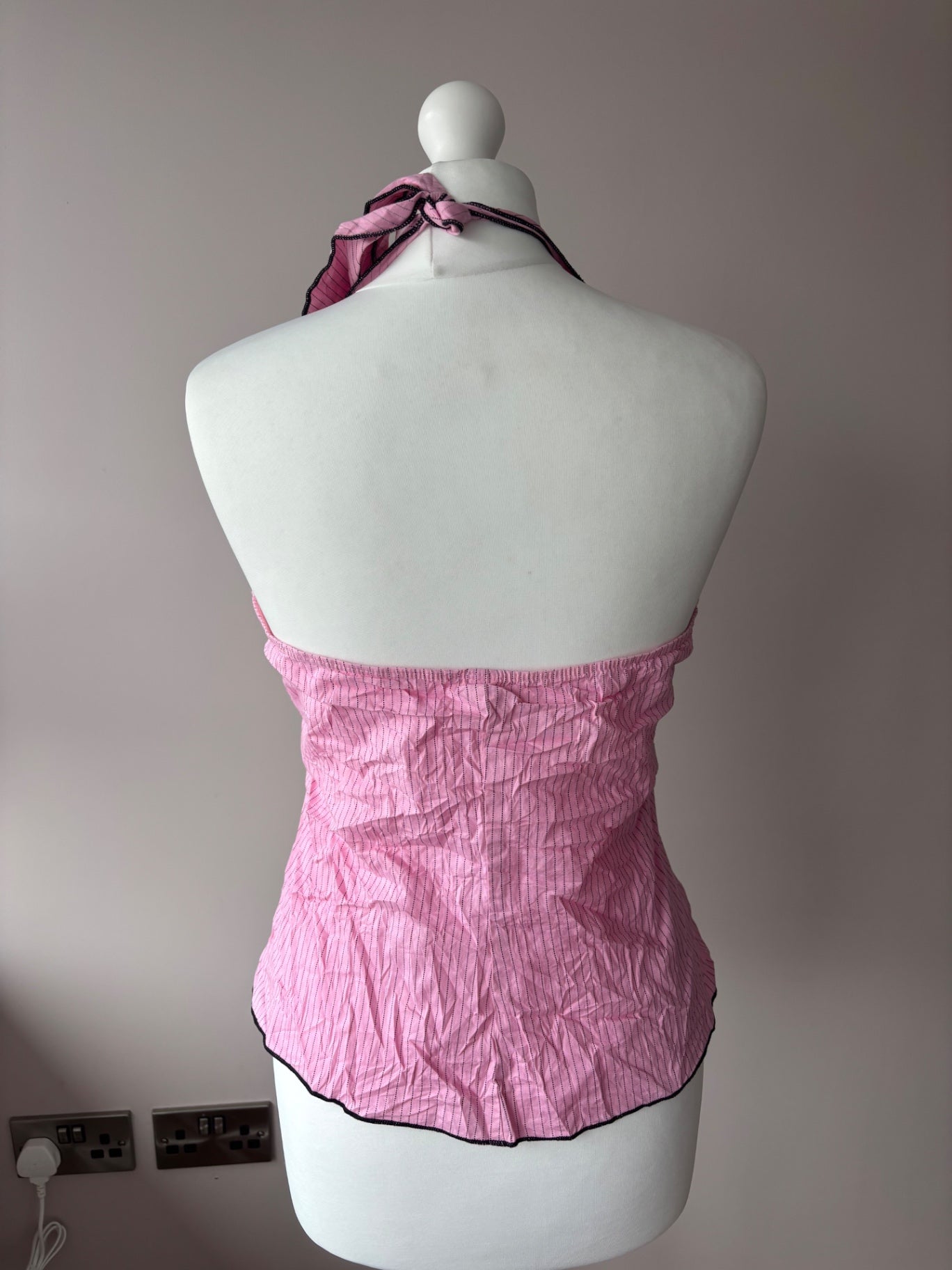 Pink striped halter neck top