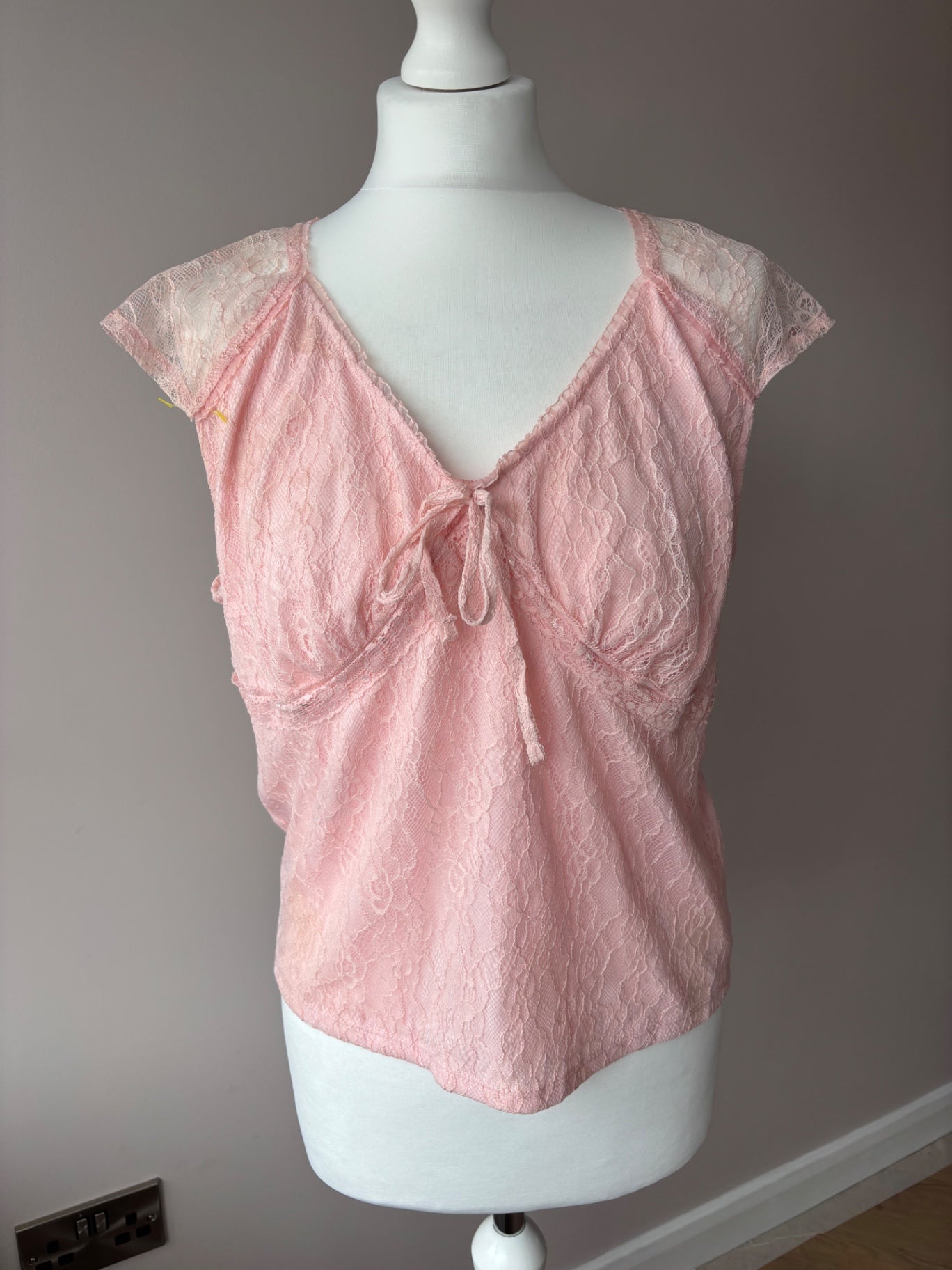 Baby pink lace cami top