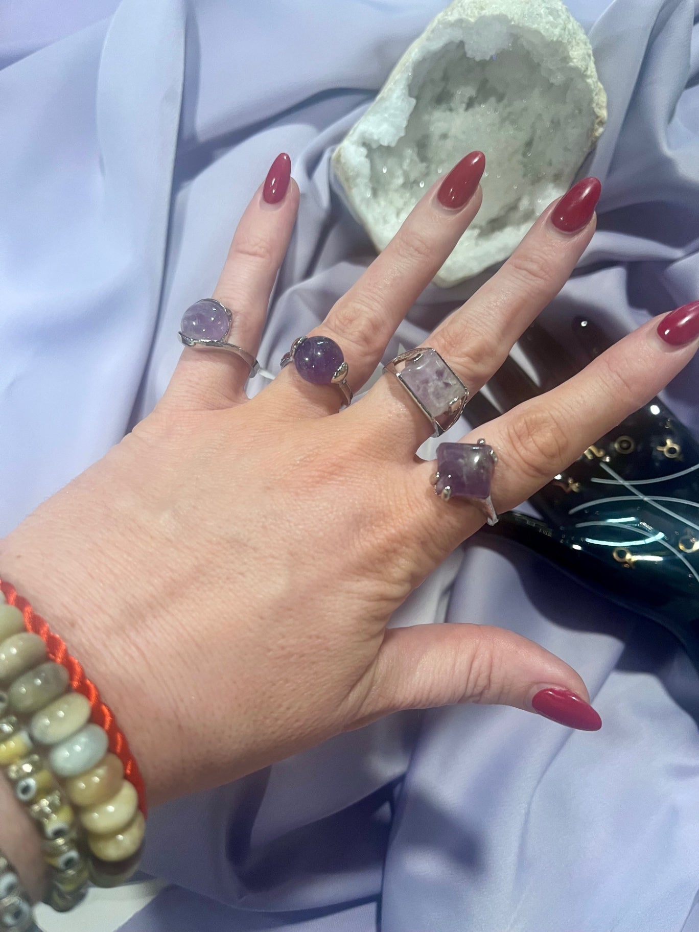 Amethyst Stainless Steel Ring – Pot Luck Mix