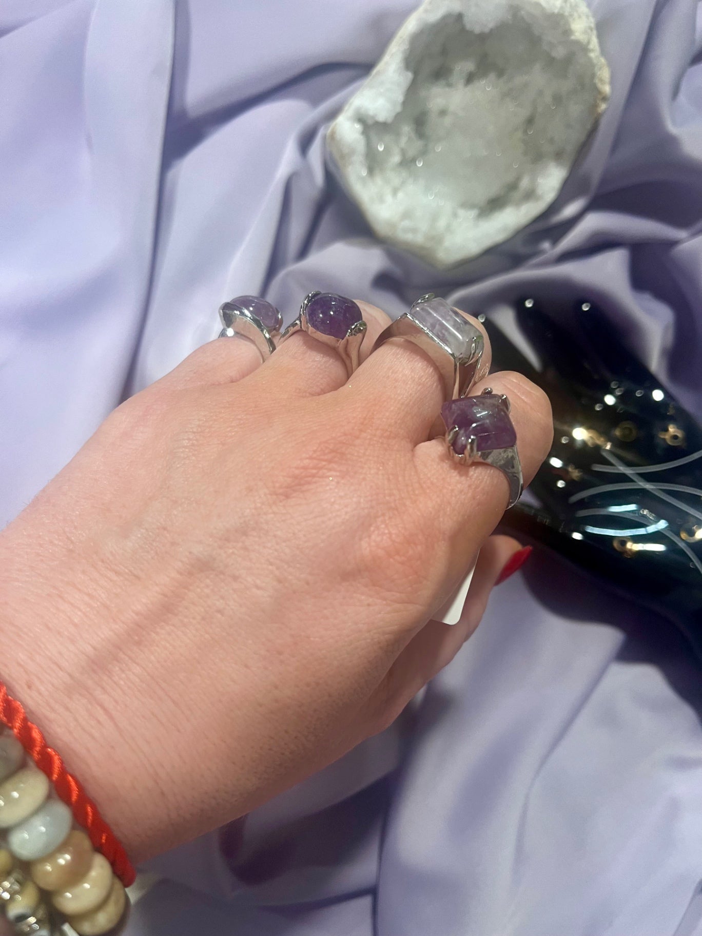 Amethyst Stainless Steel Ring – Pot Luck Mix
