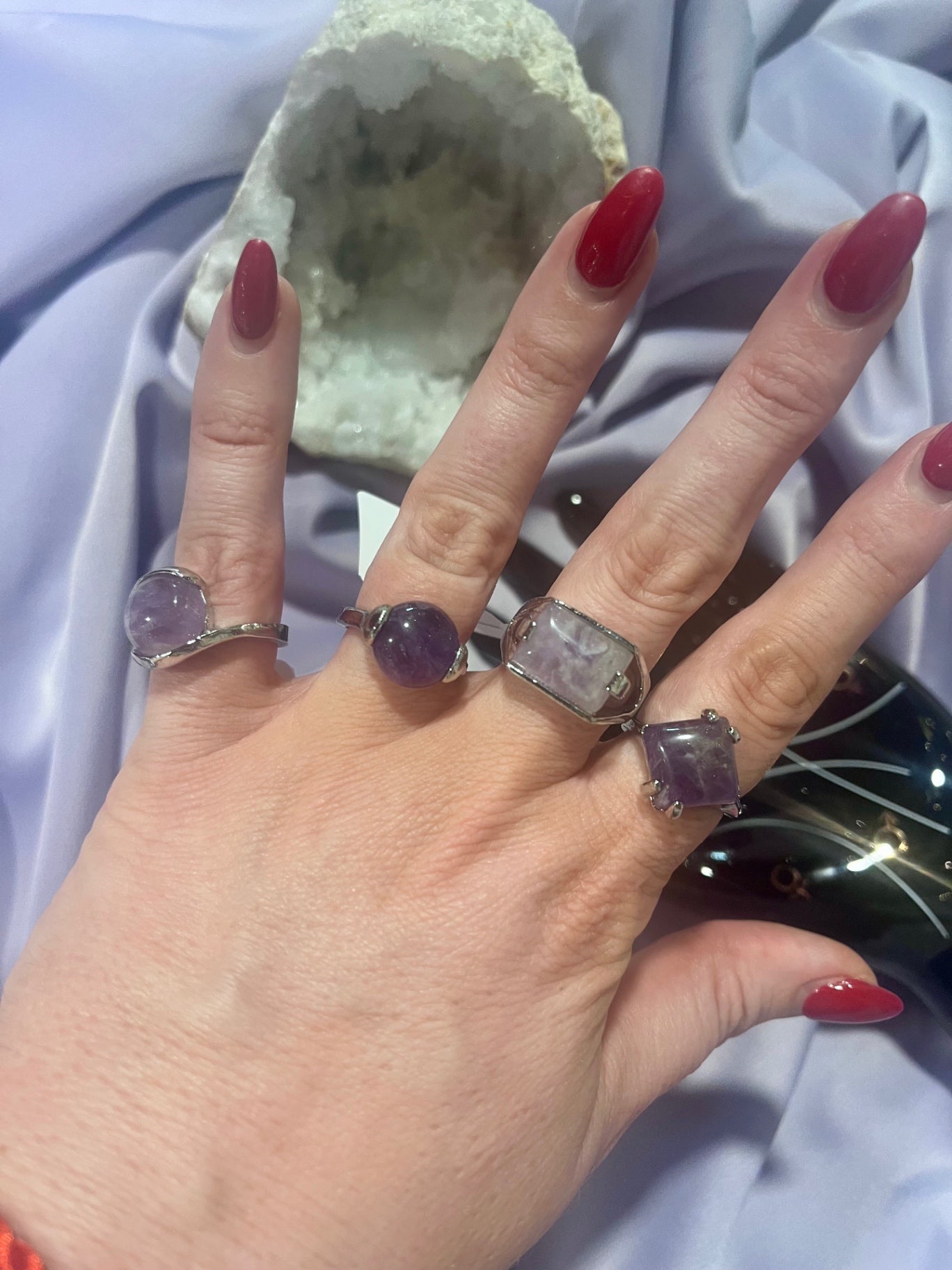 Amethyst Stainless Steel Ring – Pot Luck Mix