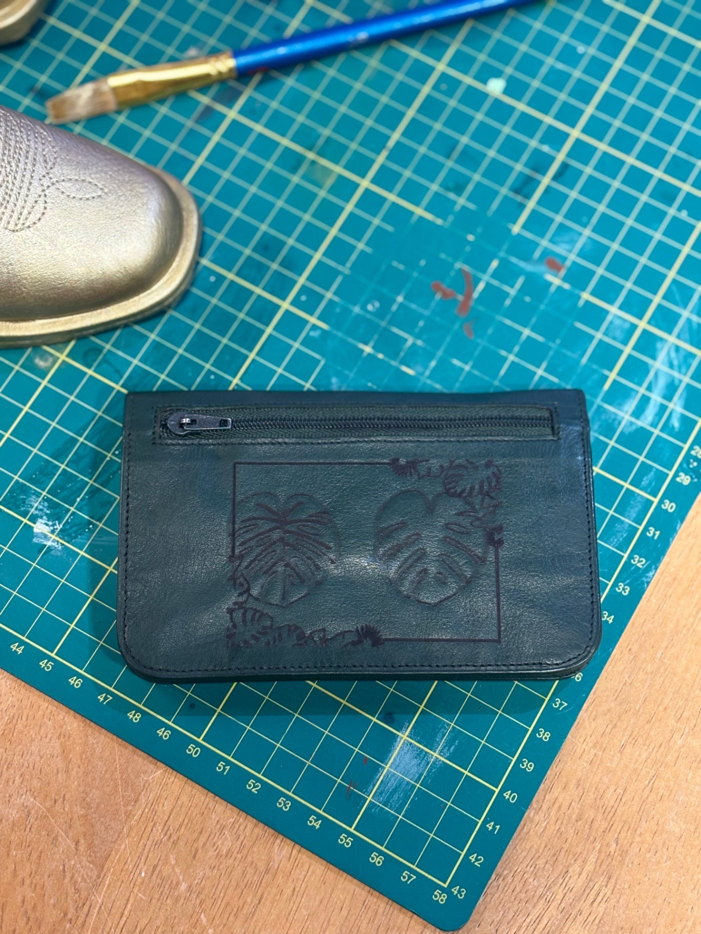 Monstera laser engraved purse