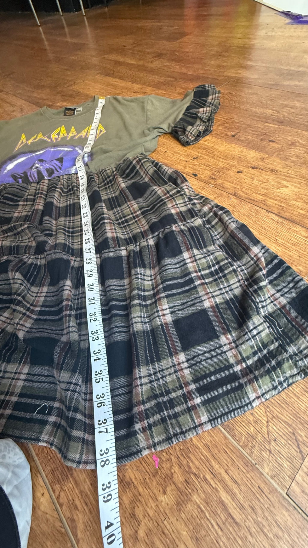 Def Leppard reworked tartan dress with pockets