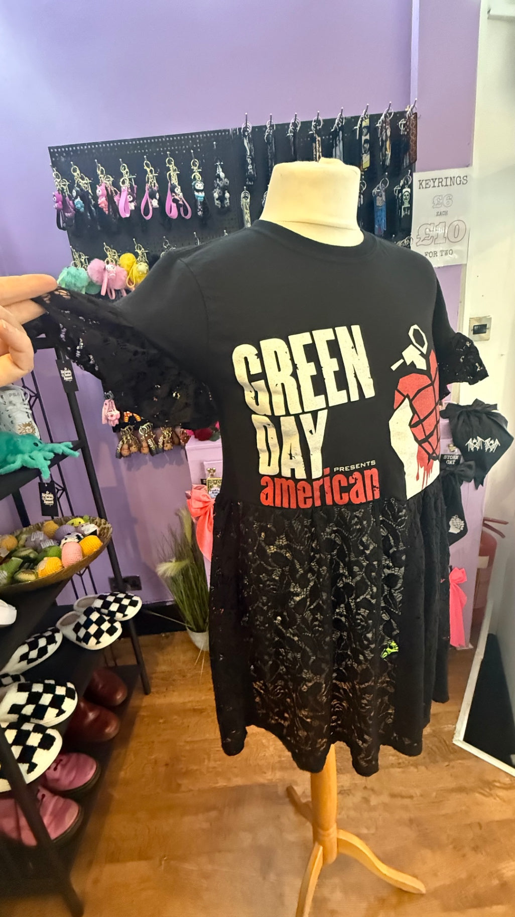 Green Day we worked lace smock Dress