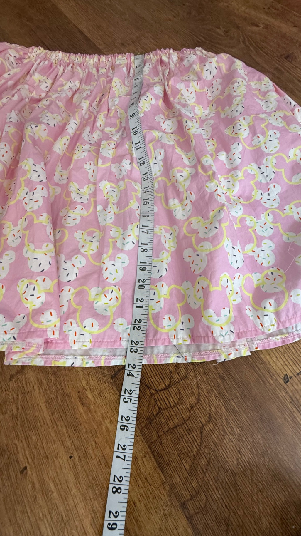 Reworked Disney pattern pink circle skirt with pockets free size XL