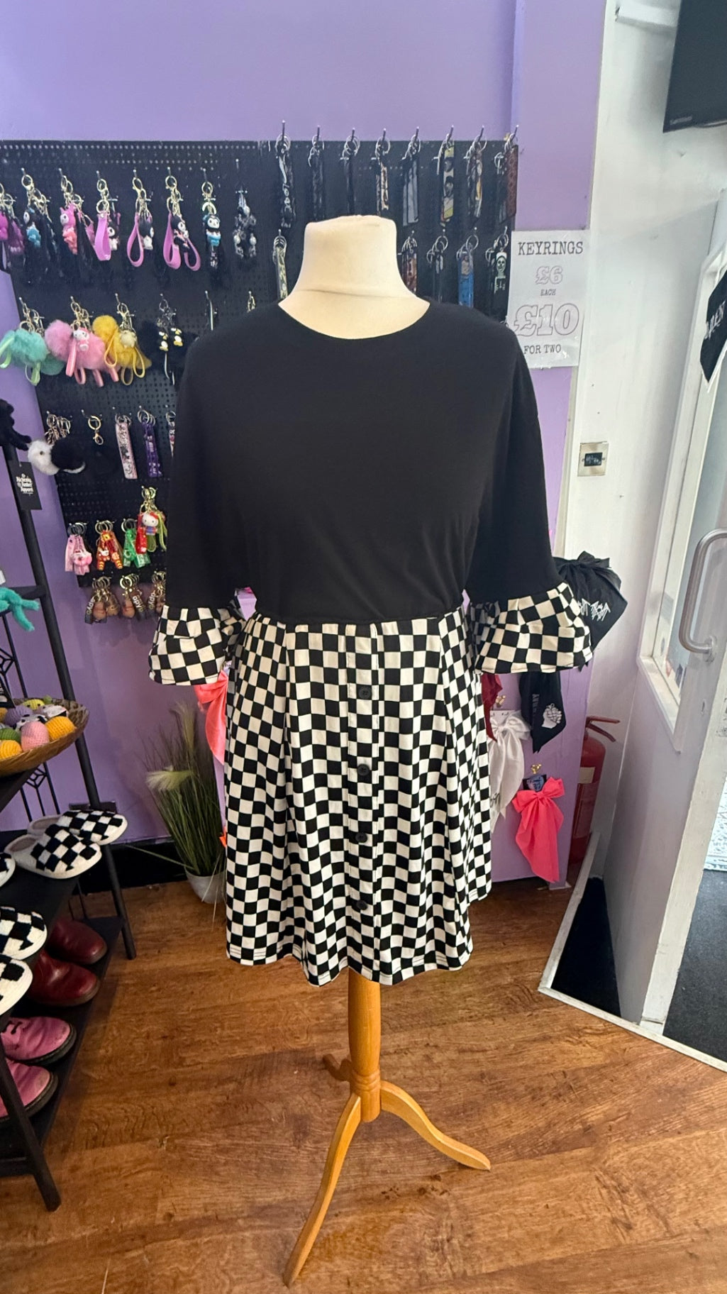 Reworked checkerboard skater dress