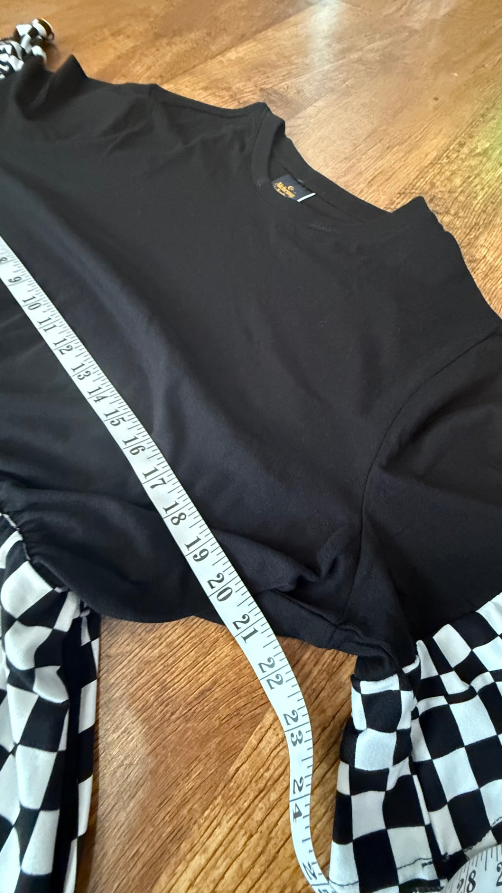 Reworked checkerboard skater dress