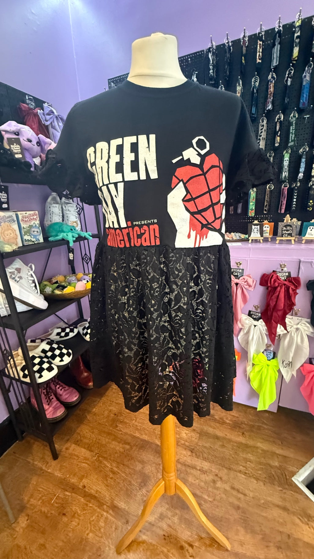 Green Day we worked lace smock Dress