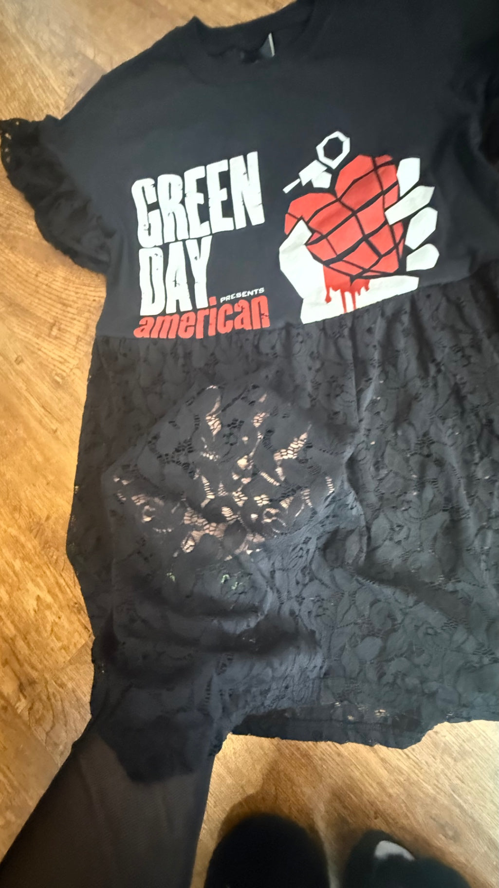 Green Day we worked lace smock Dress