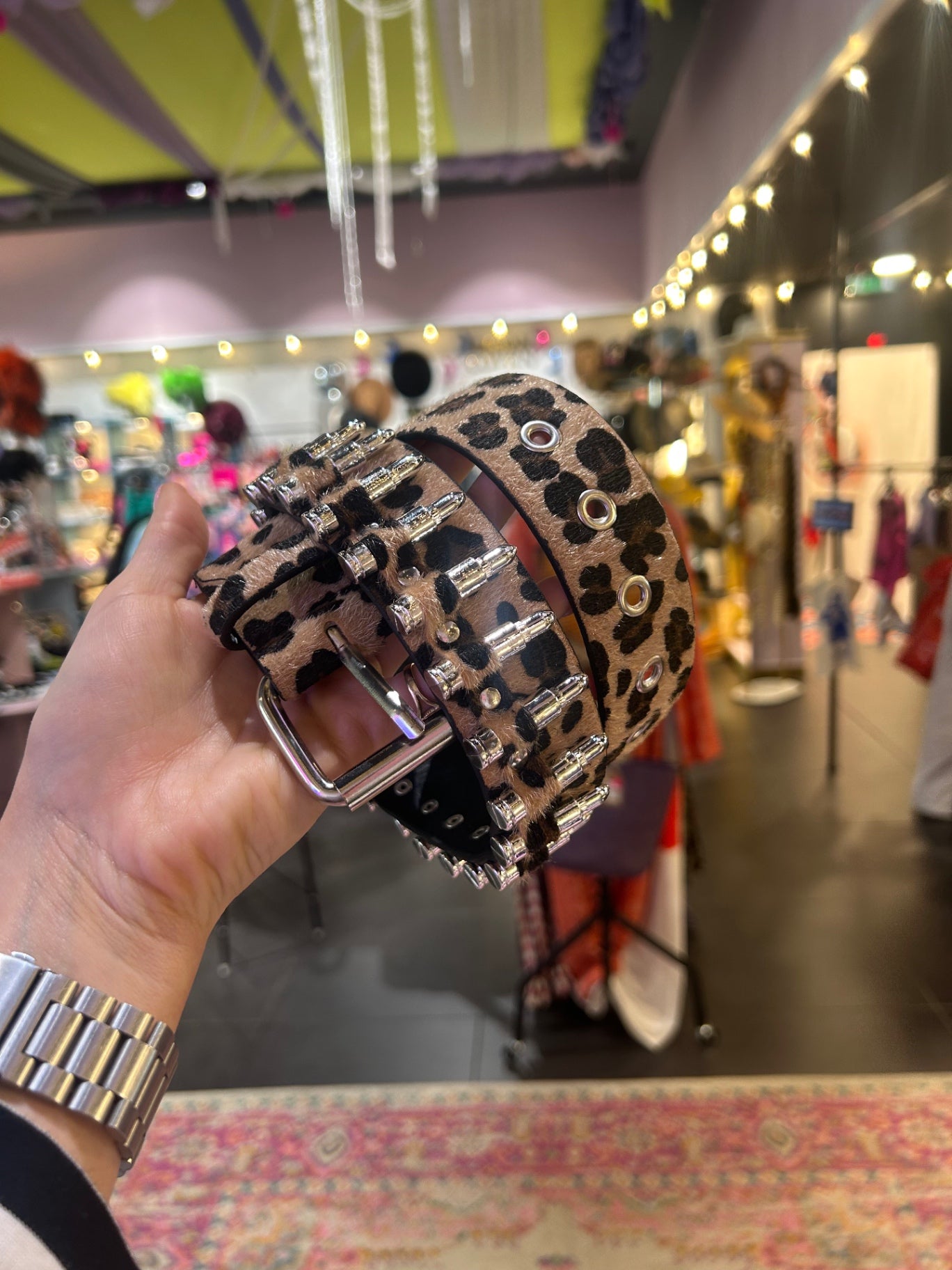 Leopard Faux Fur Buttle Belt