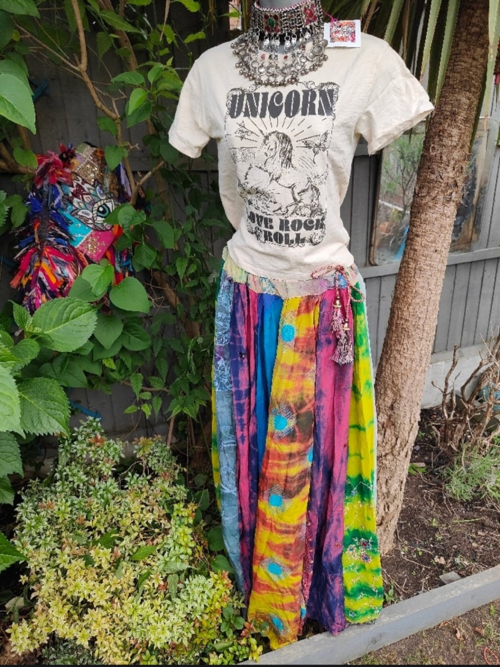 Paros panel sari maxi skirt - upto waist 42 inches