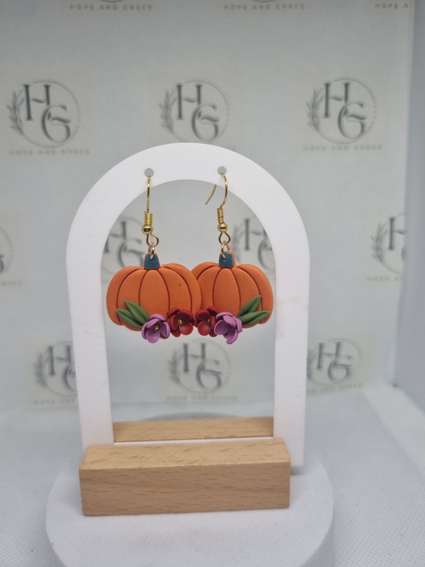 Floral pumpkin earrings