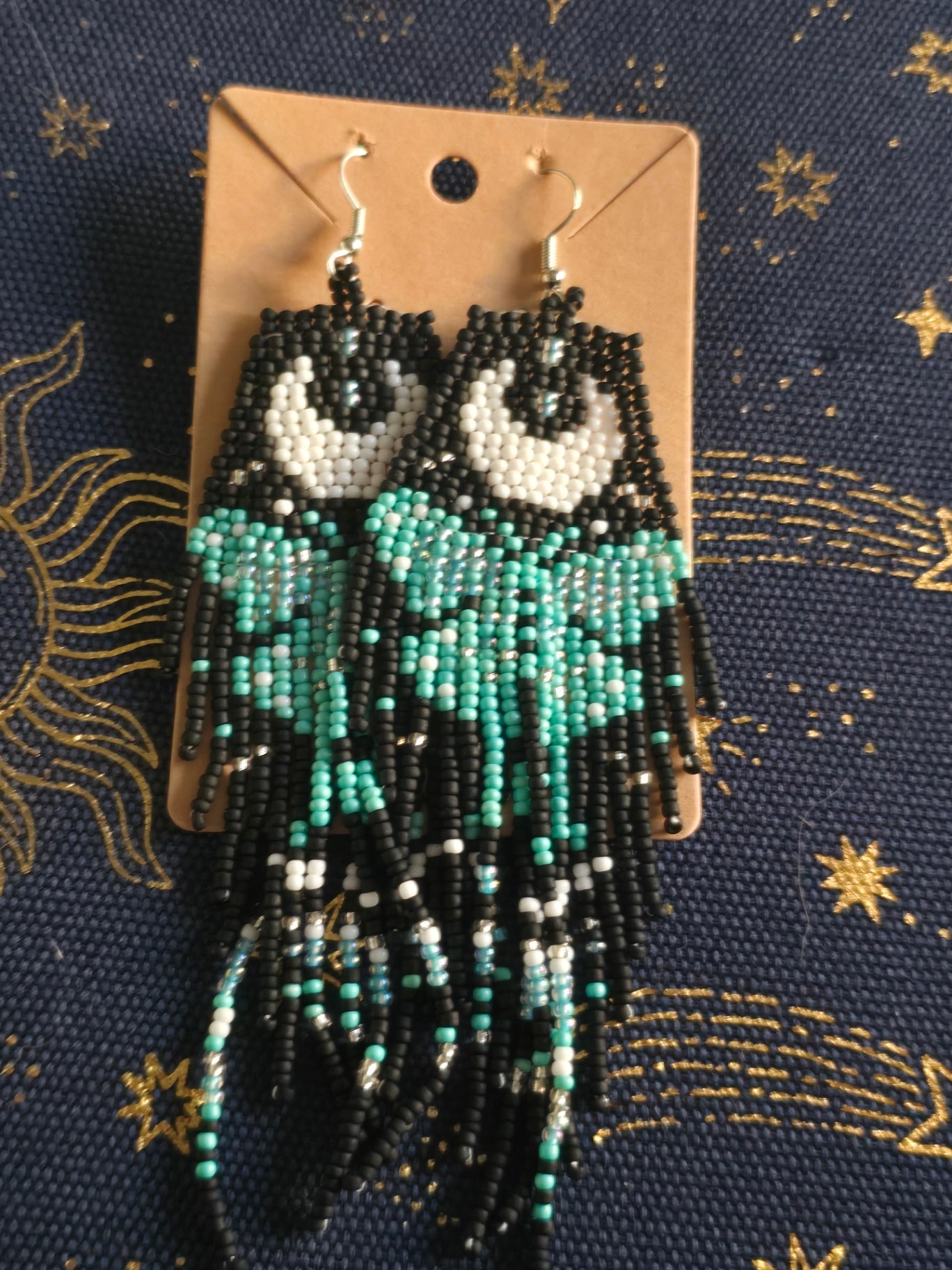 Beaded luna moth earrings