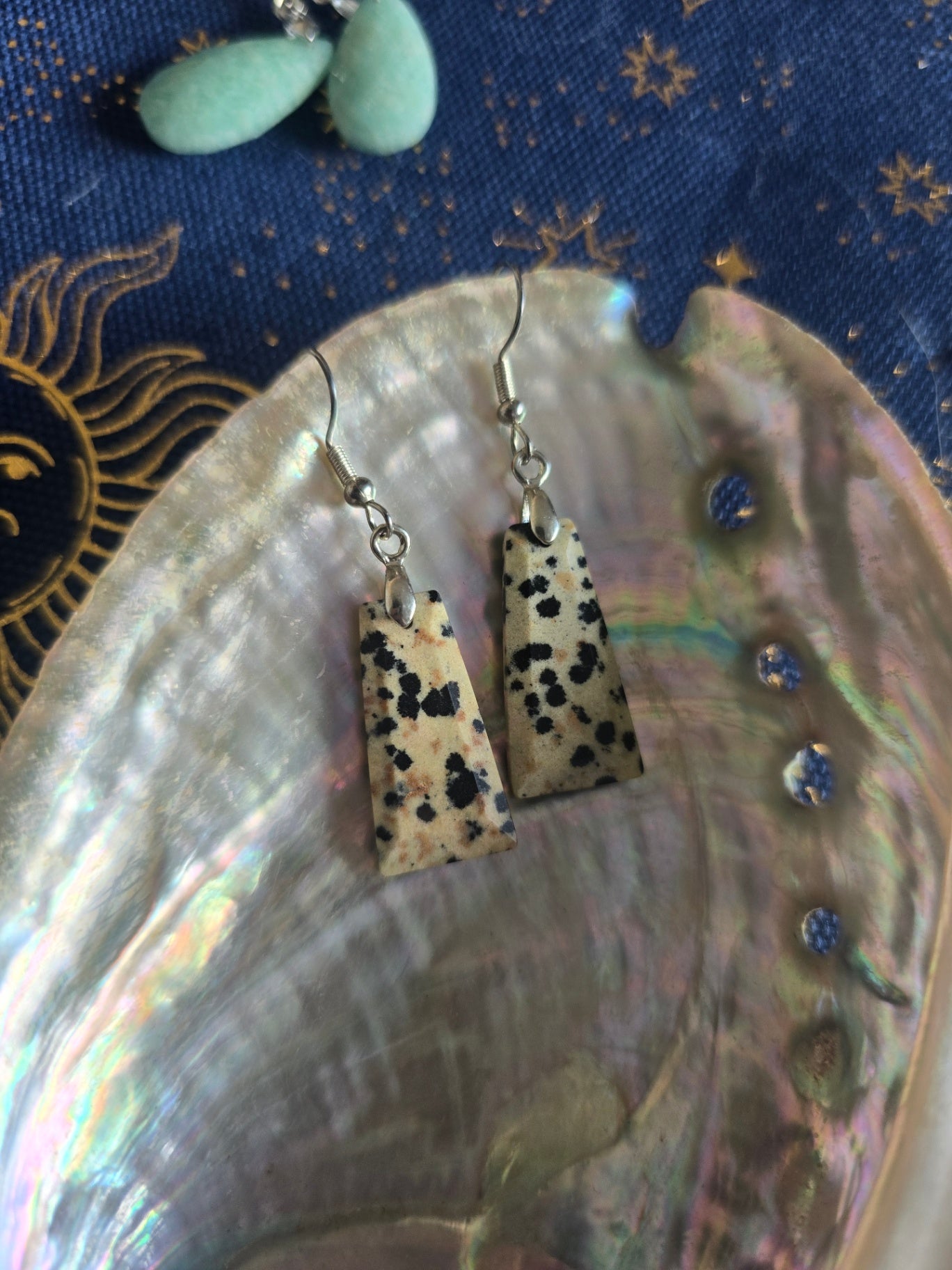 Dalmatian jasper drop earrings