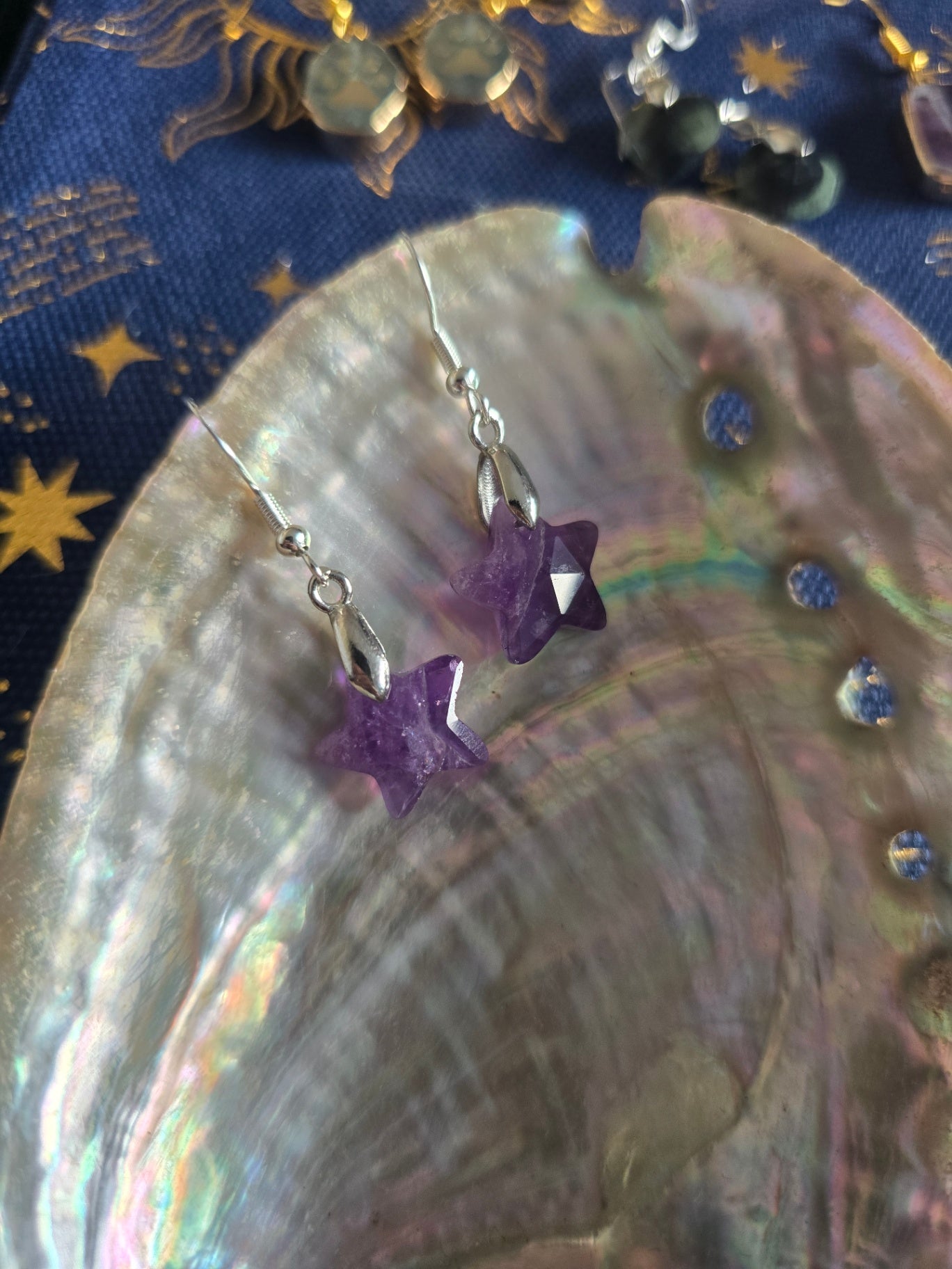 Amethyst star earrings