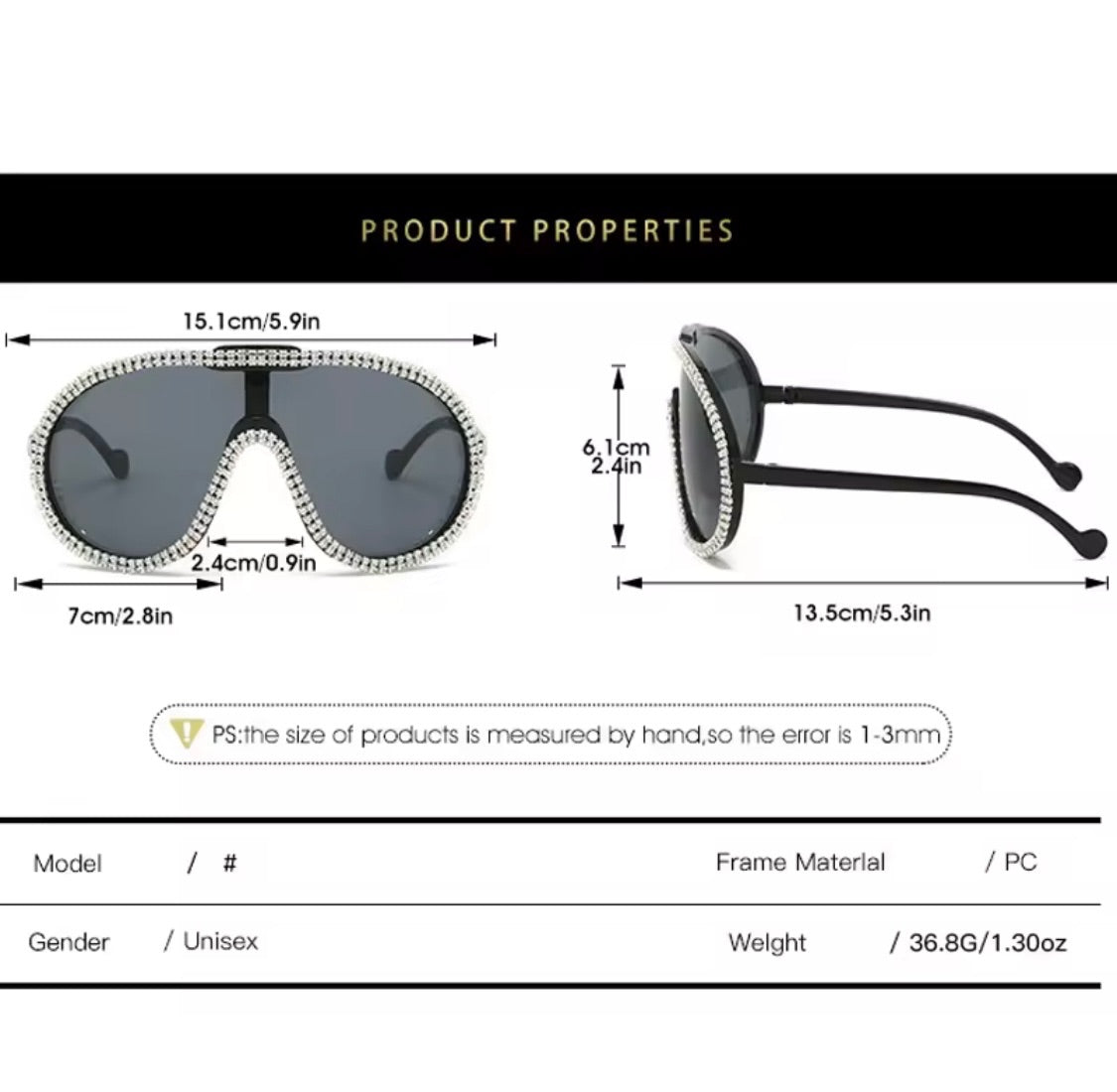The Paris Crystal Shield Sunglasses – Y2K Oversized Glam Grey