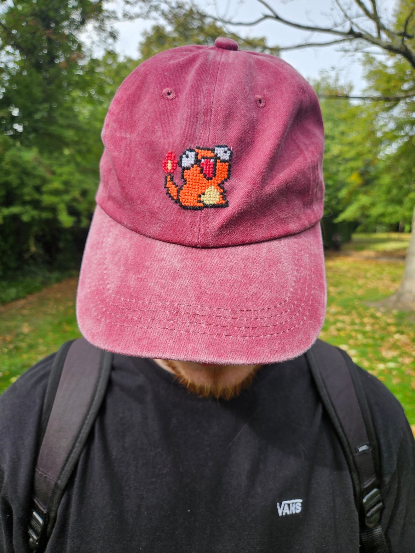 Red Cross Stitched Hat