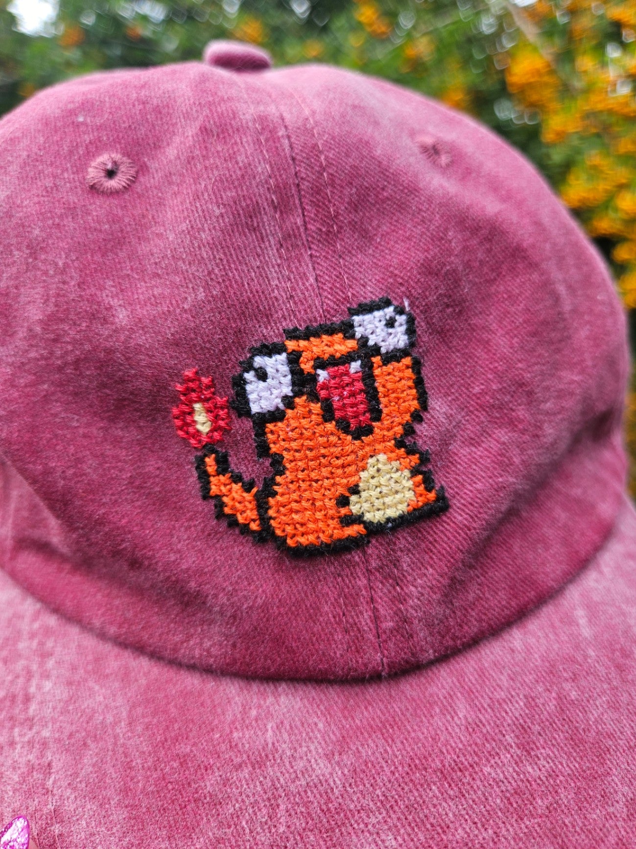 Red Cross Stitched Hat