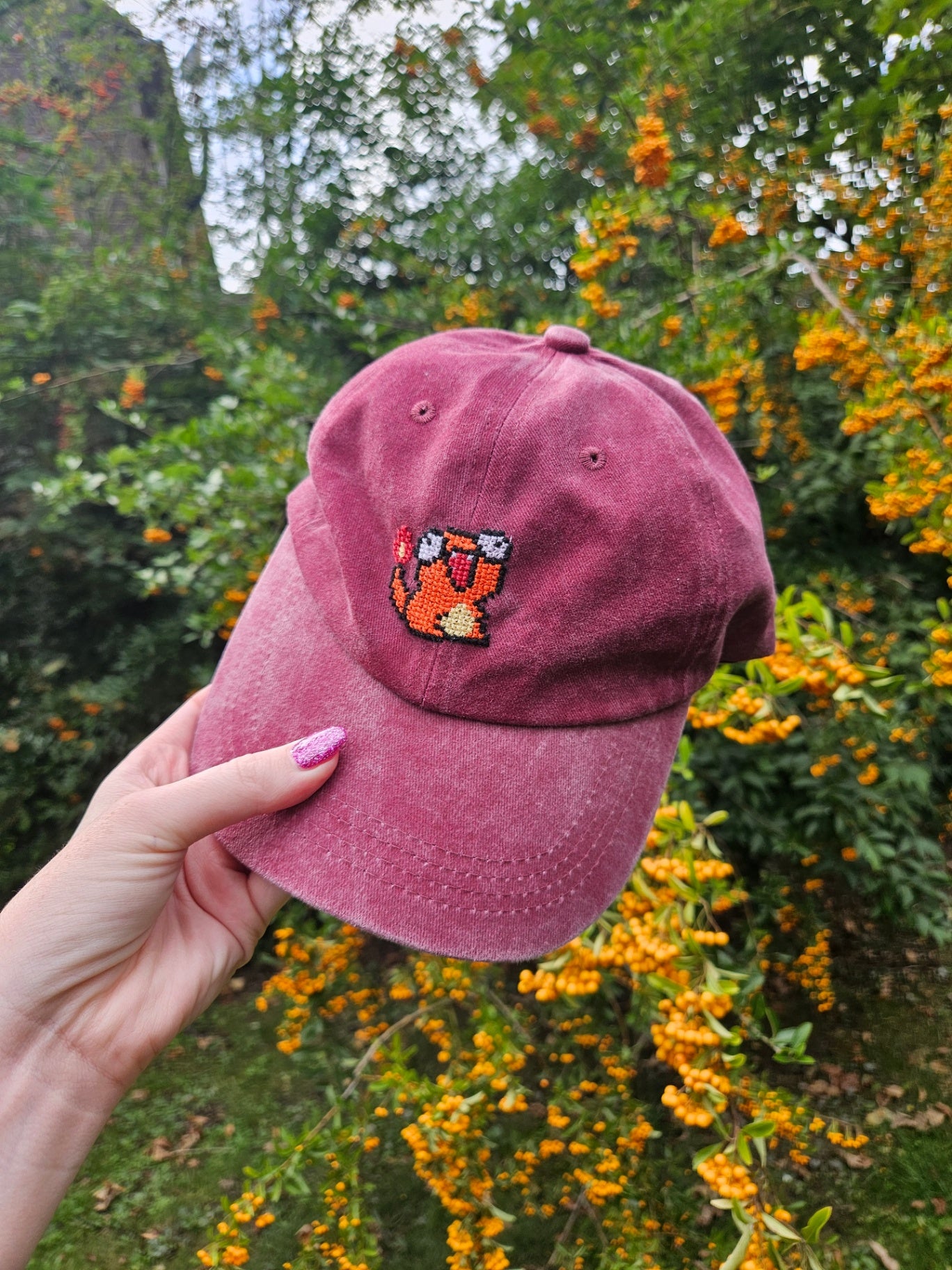 Red Cross Stitched Hat