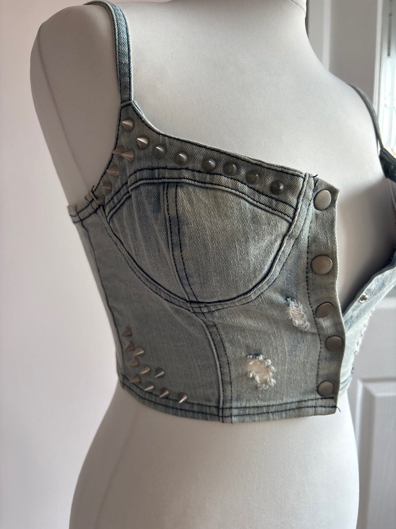 Denim bralette corset top
