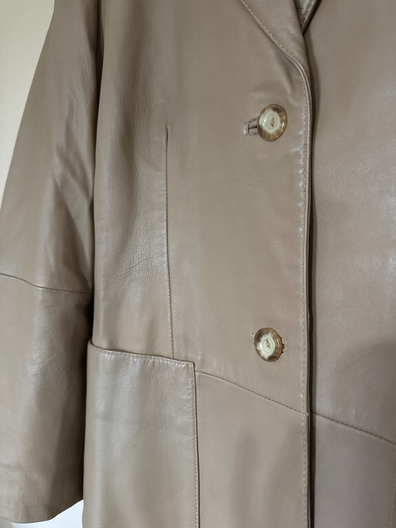 Vintage Nappa Leather Beige Jacket