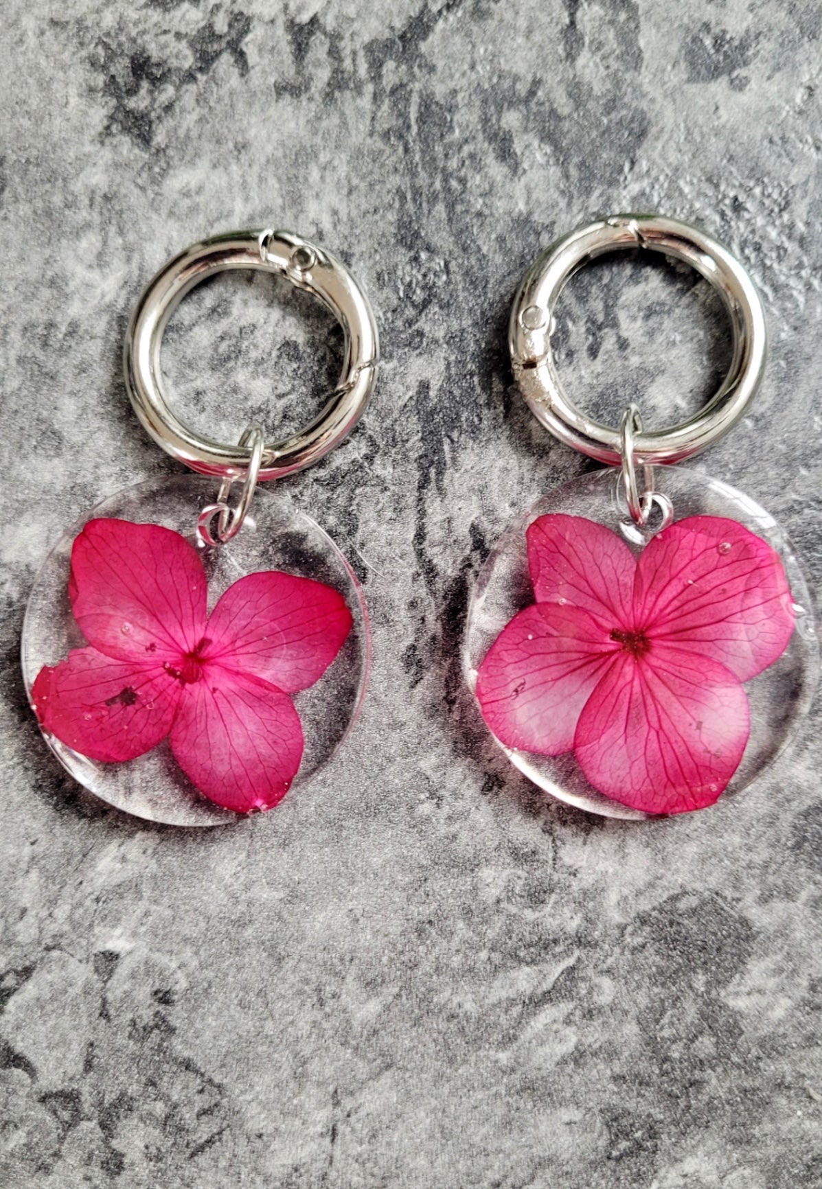 Pink Real Pressed Flower in Clear Resin Boot Charms