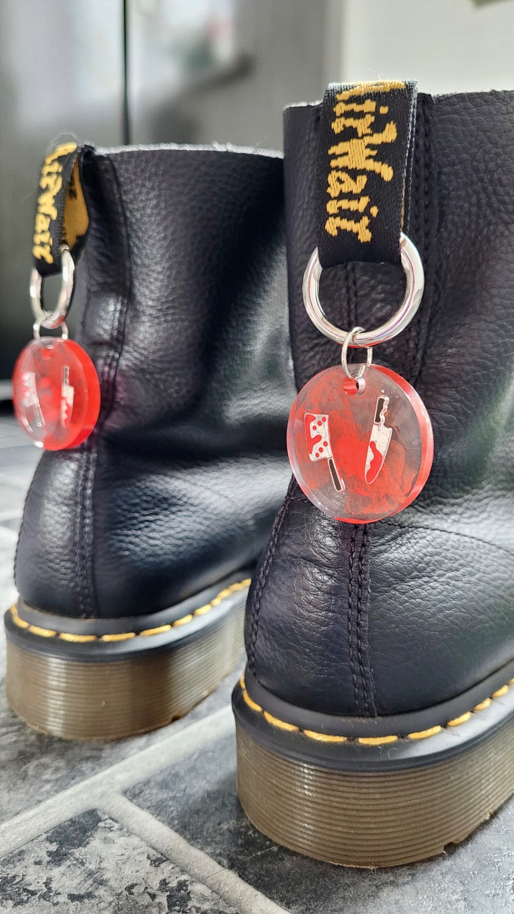 Bloody Knife Resin Boot Charms – Horror-Inspired Alt Accessories