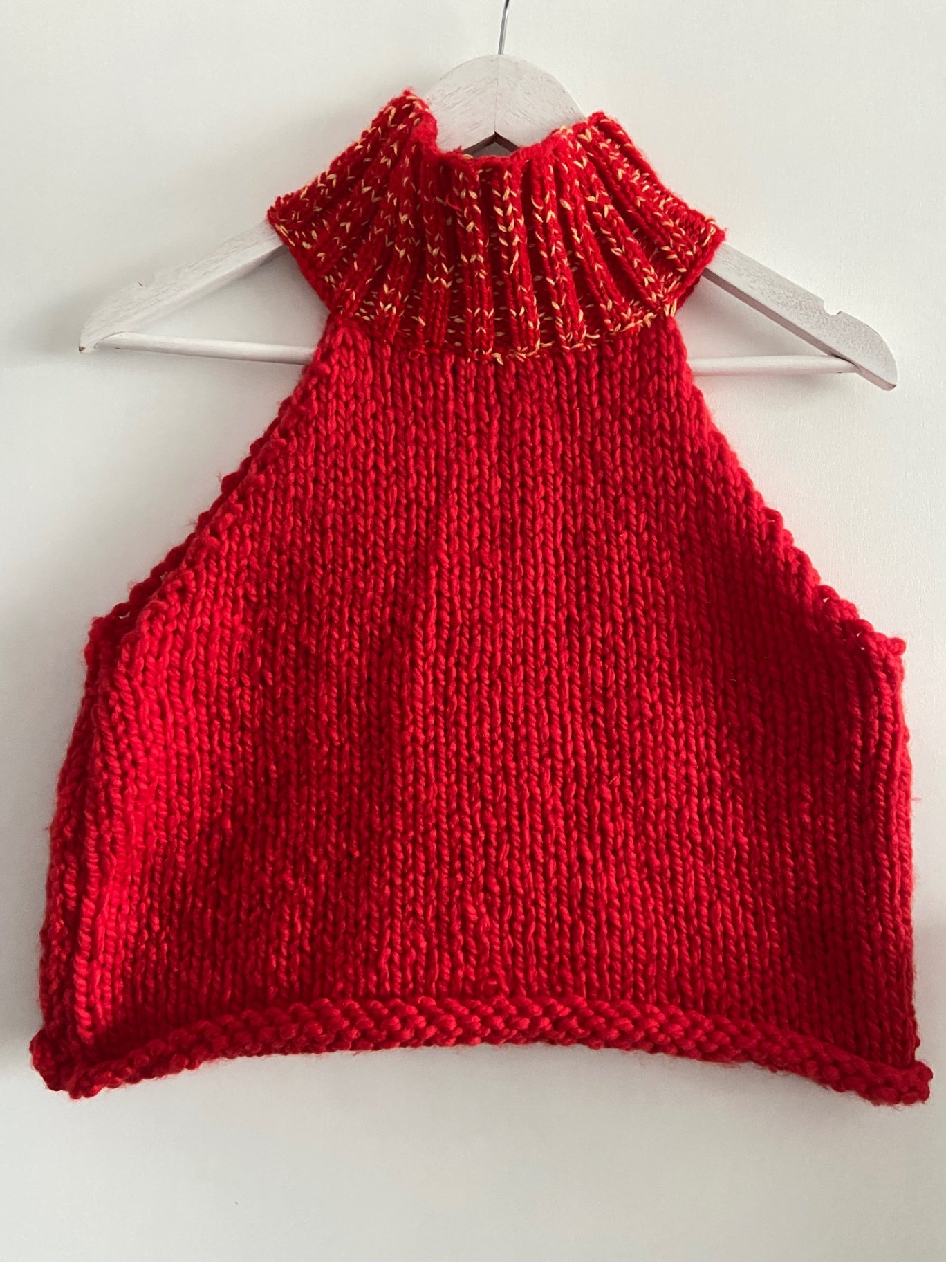 Red High Neck Sleeveless Jumper
