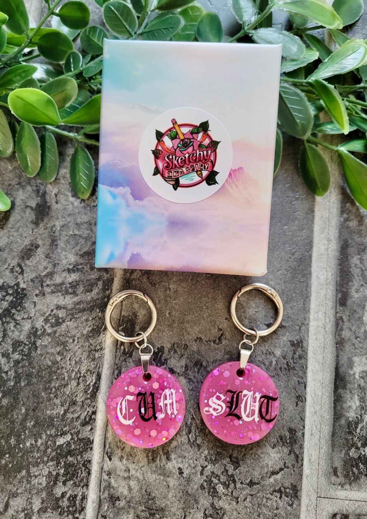 CUM SLUT Pink Glitter Boot Charms