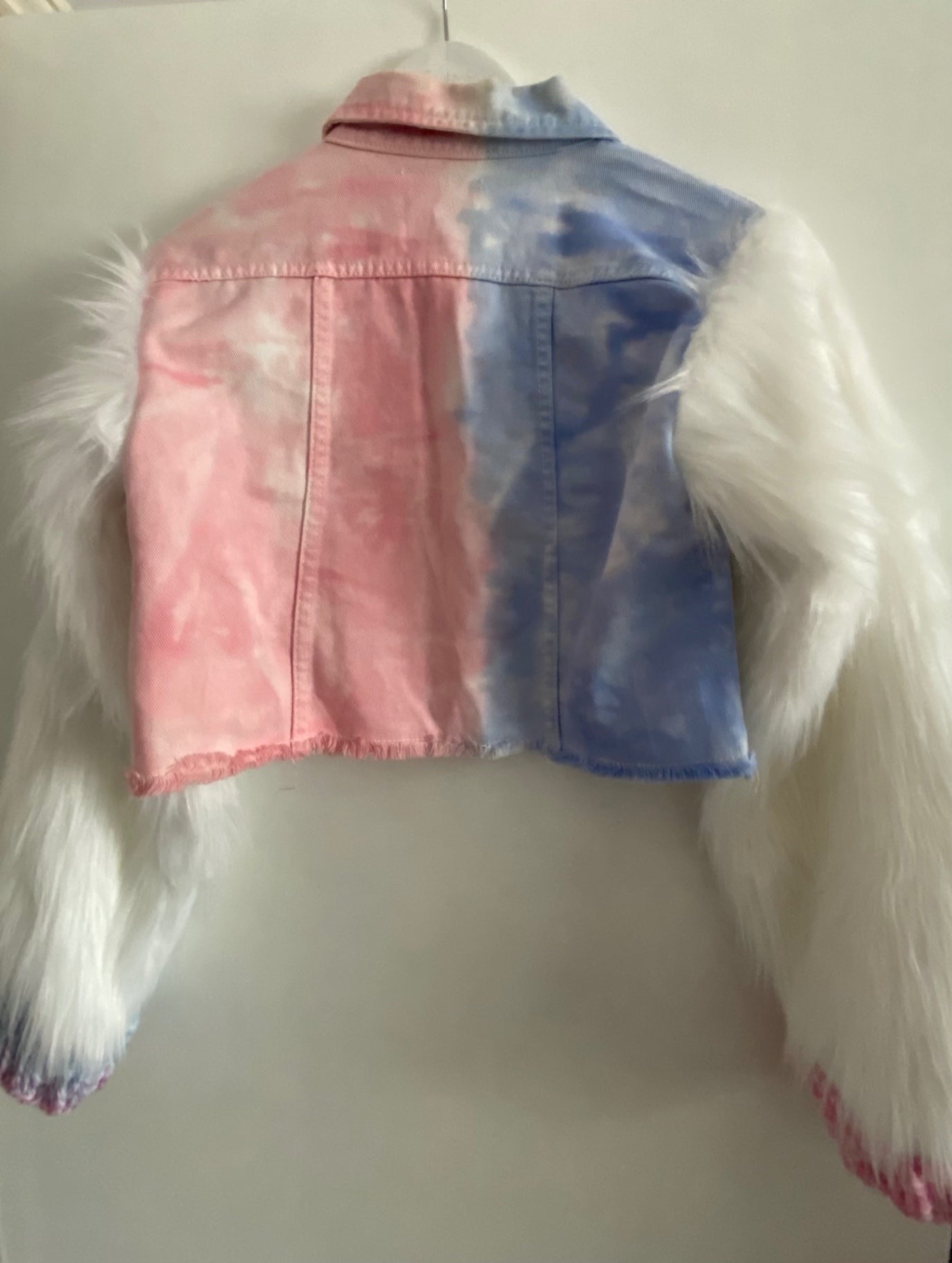 Denim Jacket with Faux Fur Sleeves