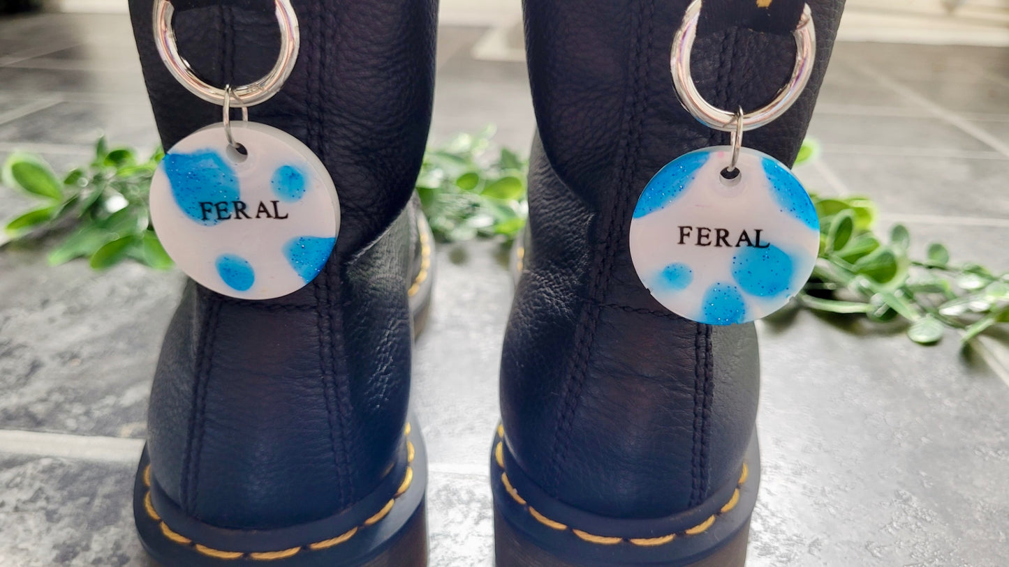 “FERAL” Blue & White Shimmer Resin Boot Charms