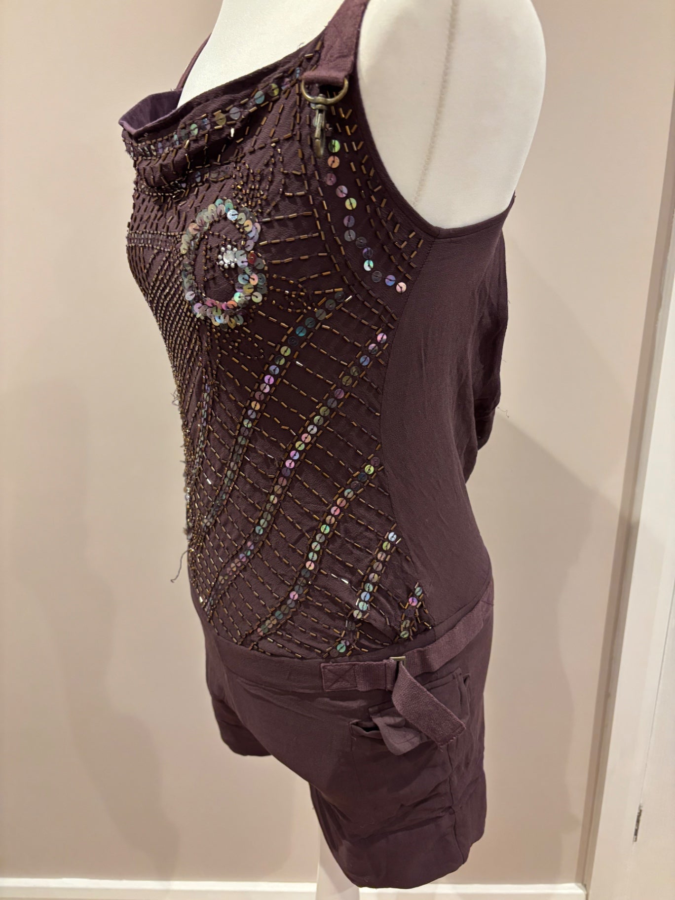 Phard burgundy playsuit with embellishments size xs