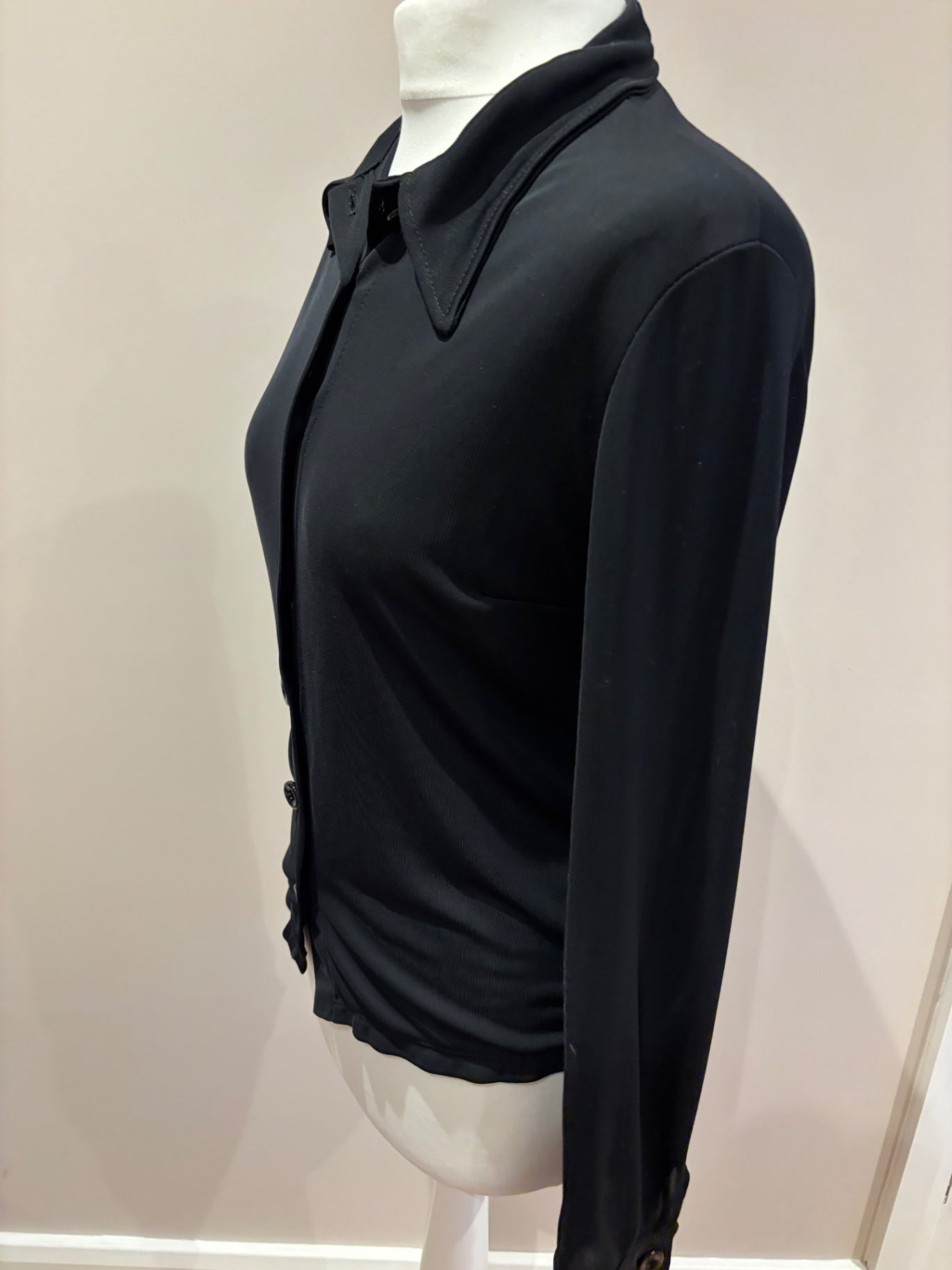 Black mesh long sleeve shirt