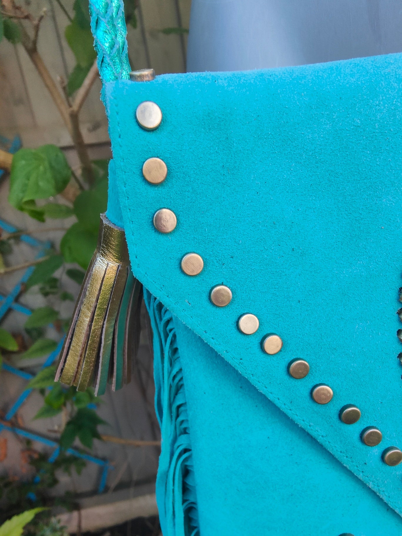 Yellowstone cross body bag with Moroccan stone detailing - Turquoise