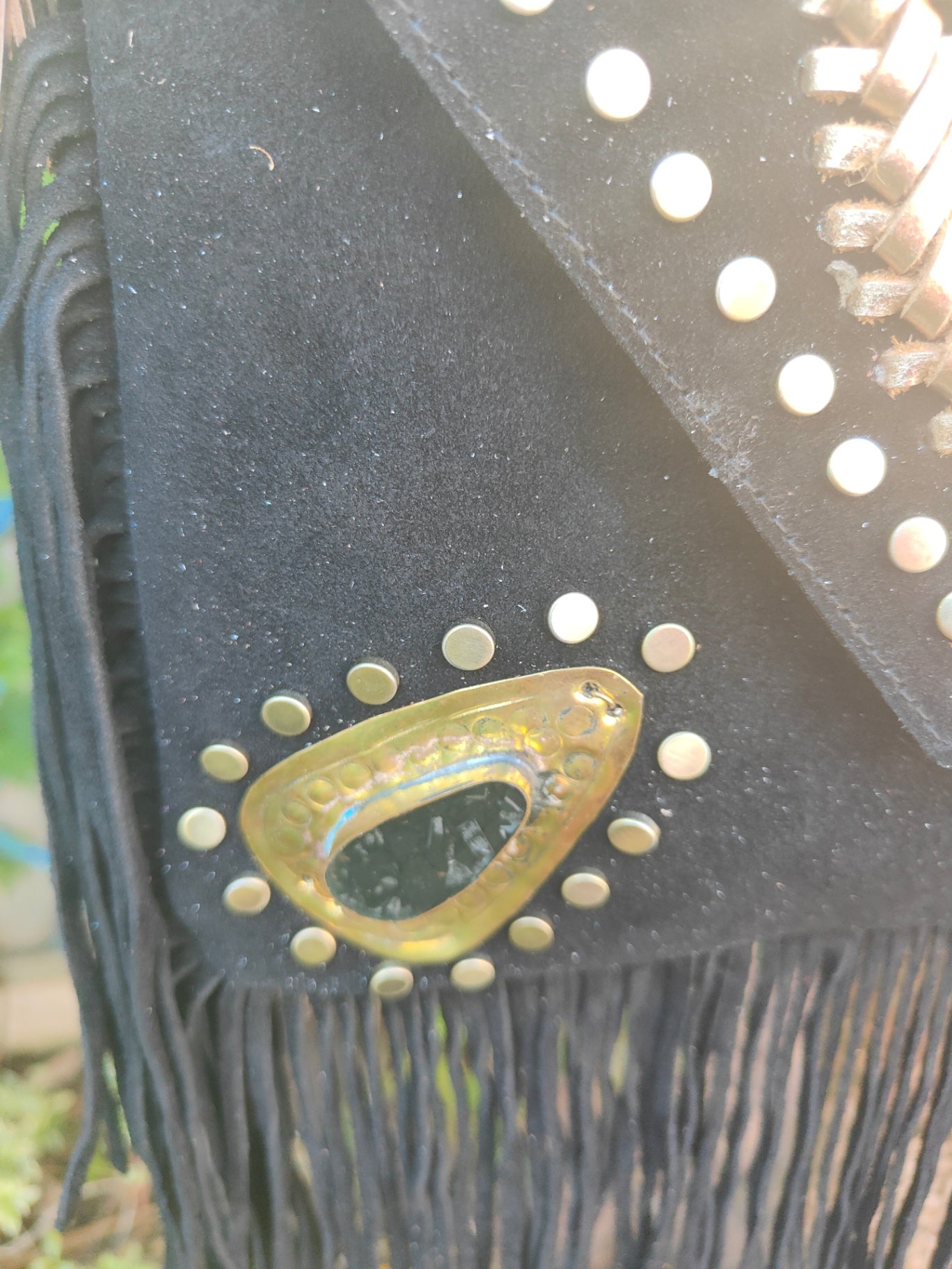 Yellowstone cross body bag with Moroccan stone detailing -Black