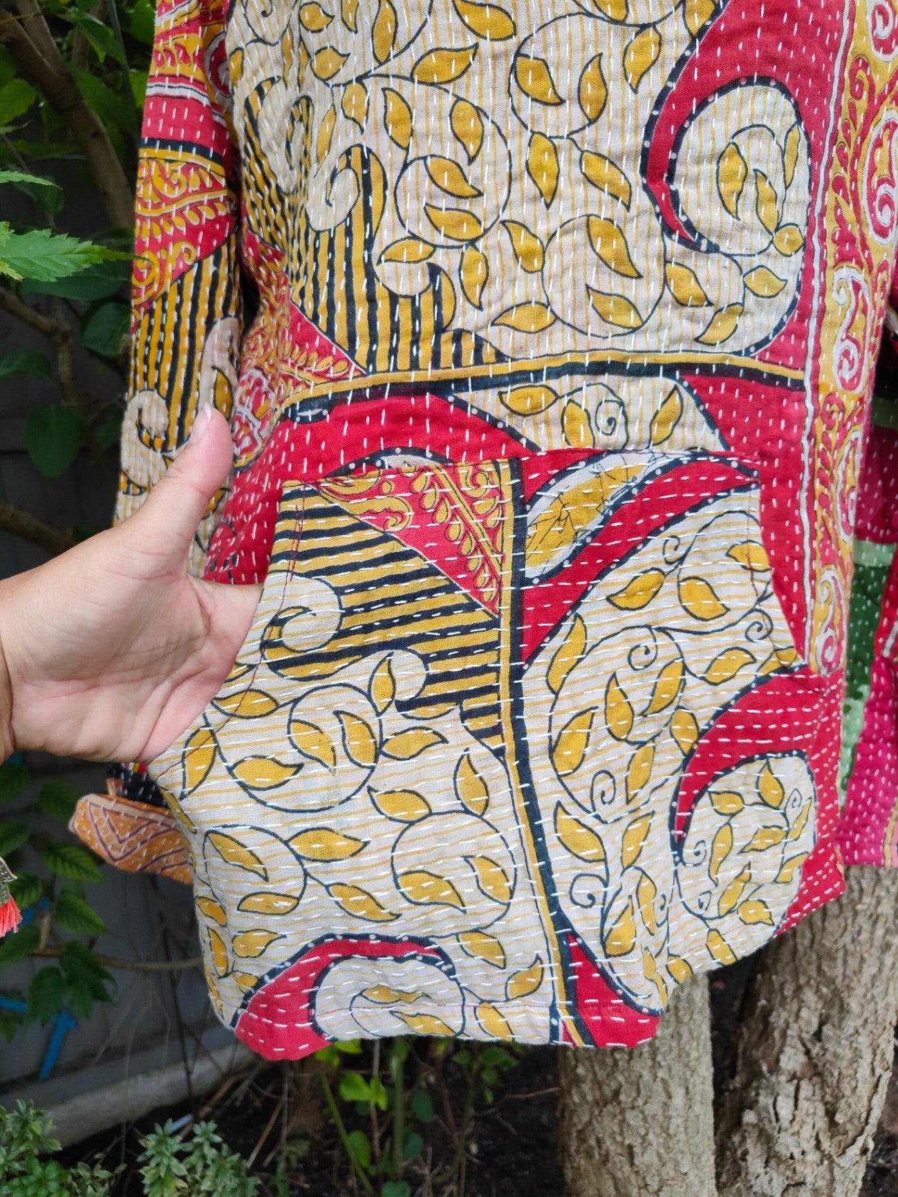 Kantha Festie Hoodie 6-14 Red pattern