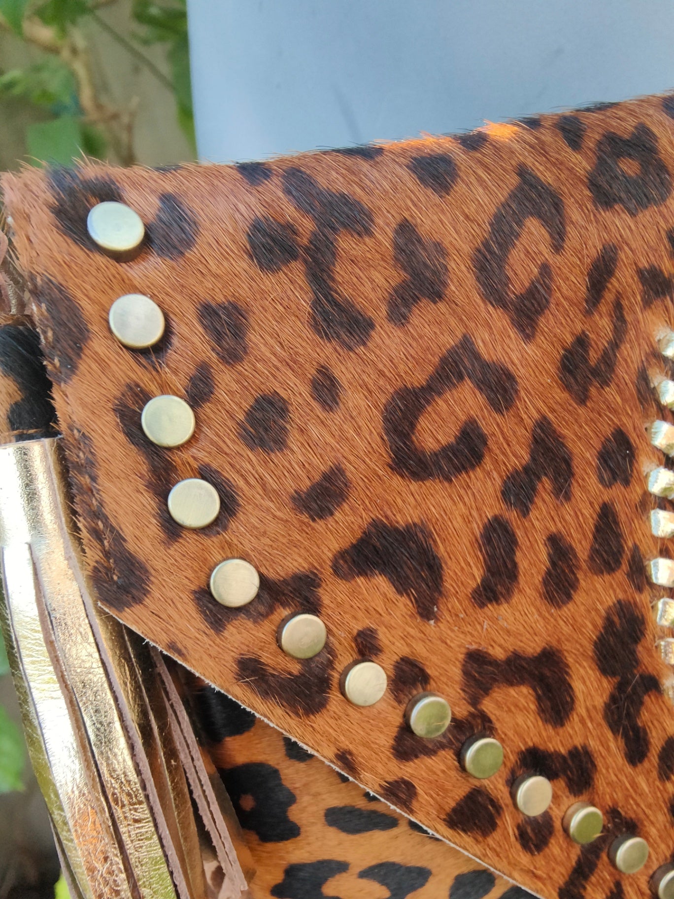Yellowstone cross body bag with Moroccan stone detailing - Leopard