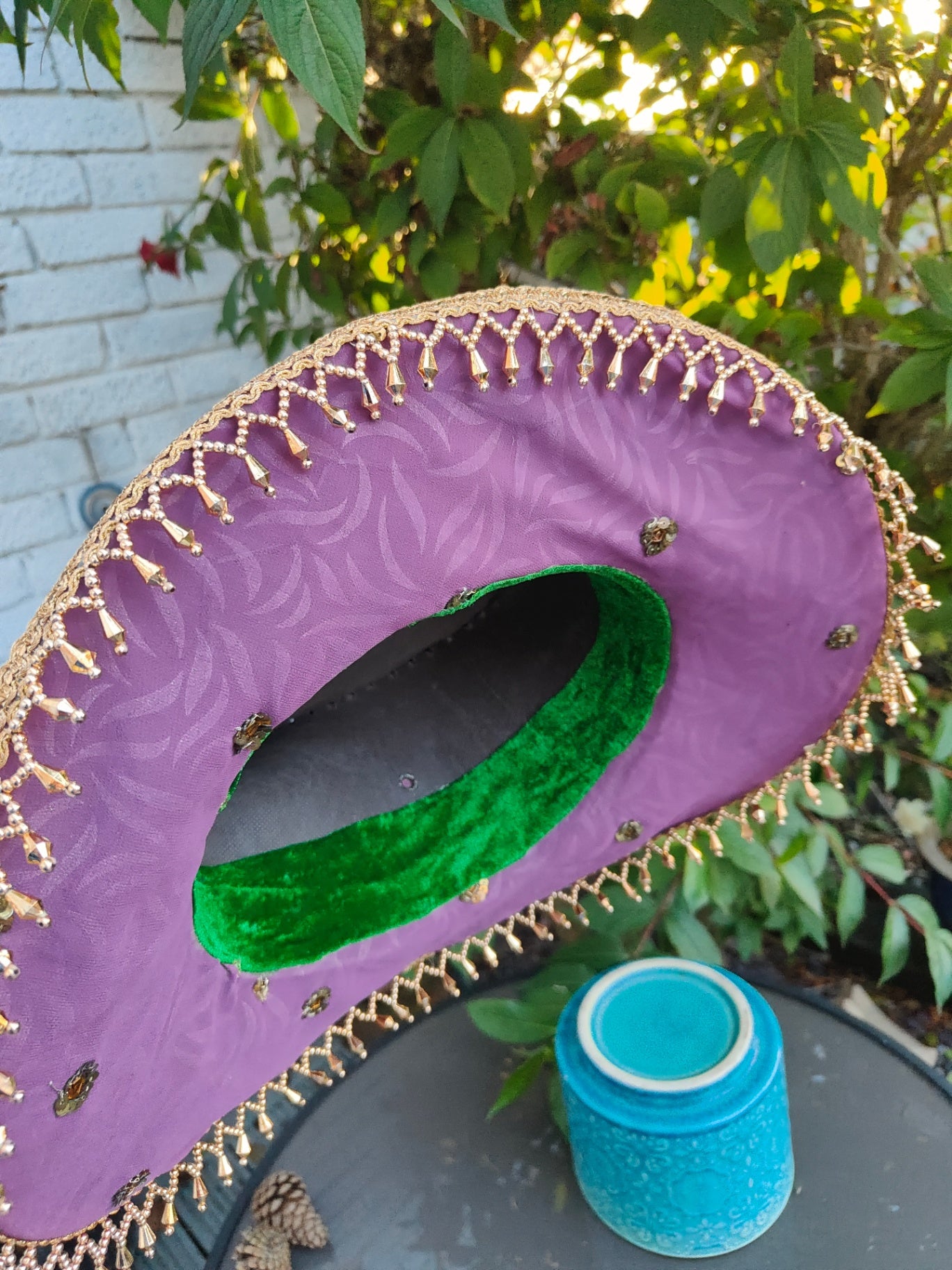 Dolly cowboy hat recycled sari fabric Lilac gold